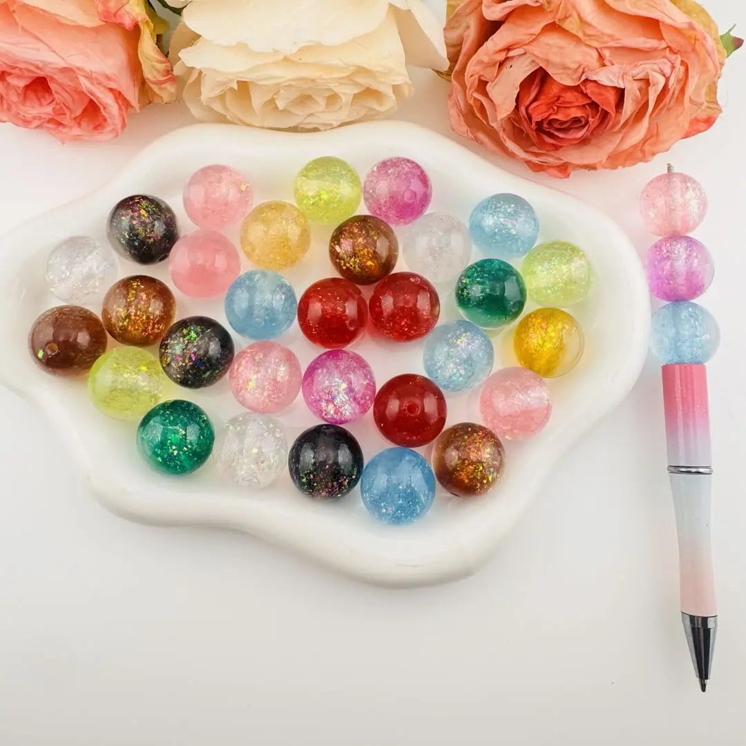 FS102209-About 20mm Mixed Color Glitter Resin Beads Zoe DIY Wholesale