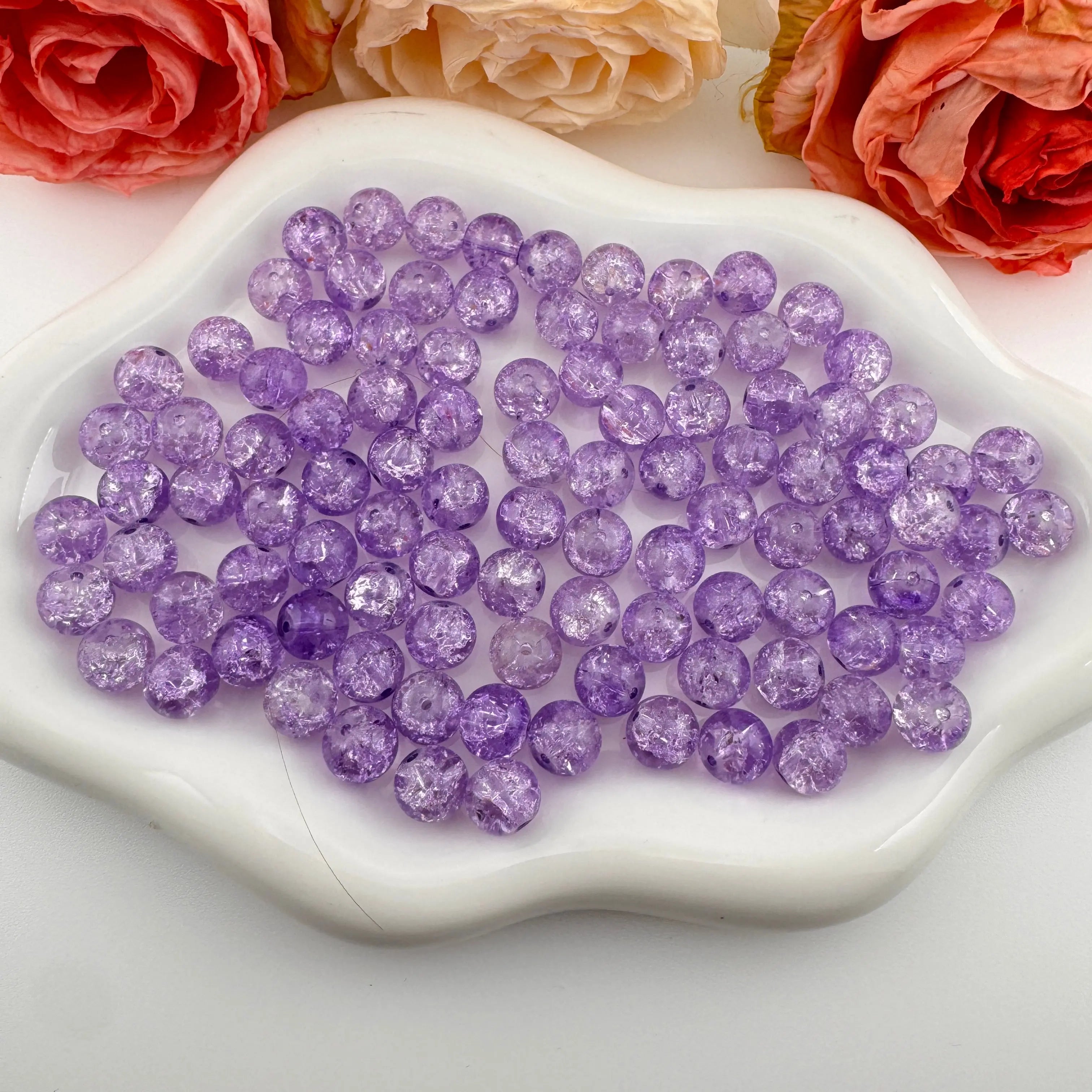 FS102253-About 10mm Cracked Glass Beads Zoe DIY Wholesale