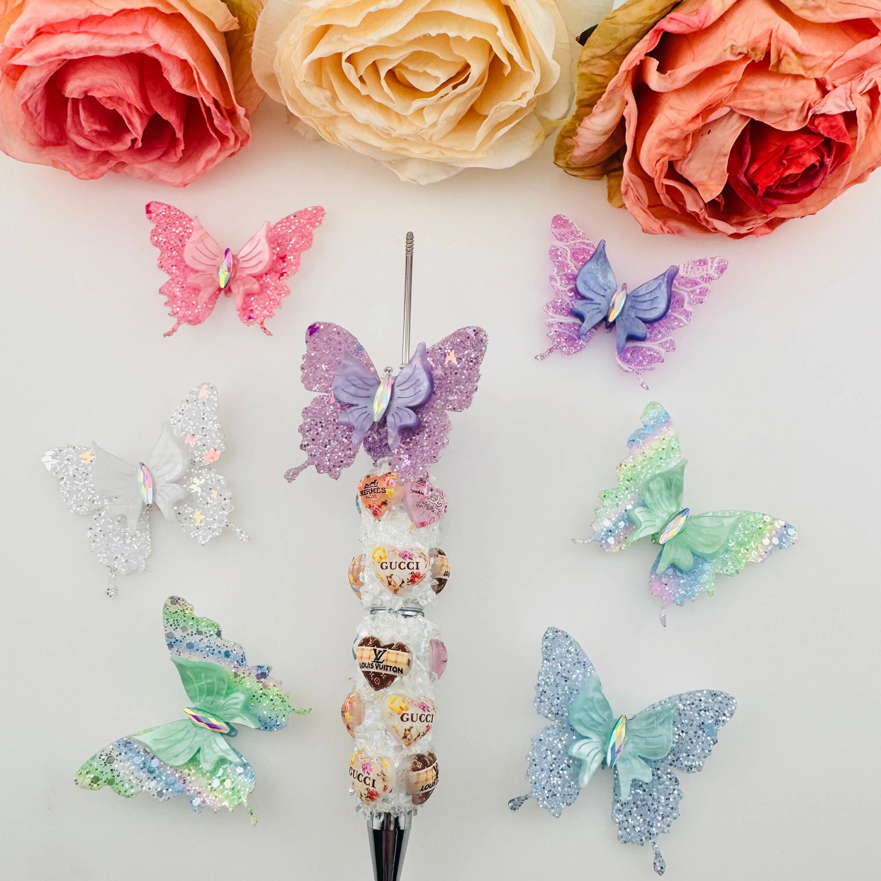 FS10229-Mixed Color Sparkling Sequin Butterfly Farbic Patch 41×38mm Zoe DIY Wholesale