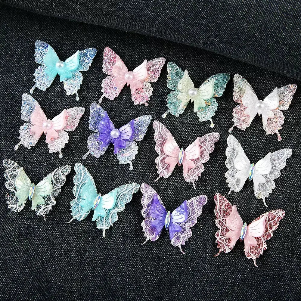 FS10229-Mixed Color Sparkling Sequin Butterfly Resin Patch 41×38mm Zoe DIY Wholesale