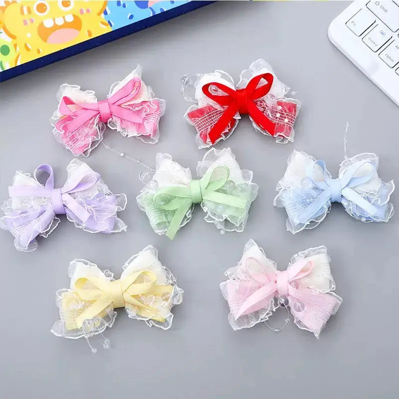 FS10243-Lace Farbic Bow For DIY Project Zoe DIY Wholesale