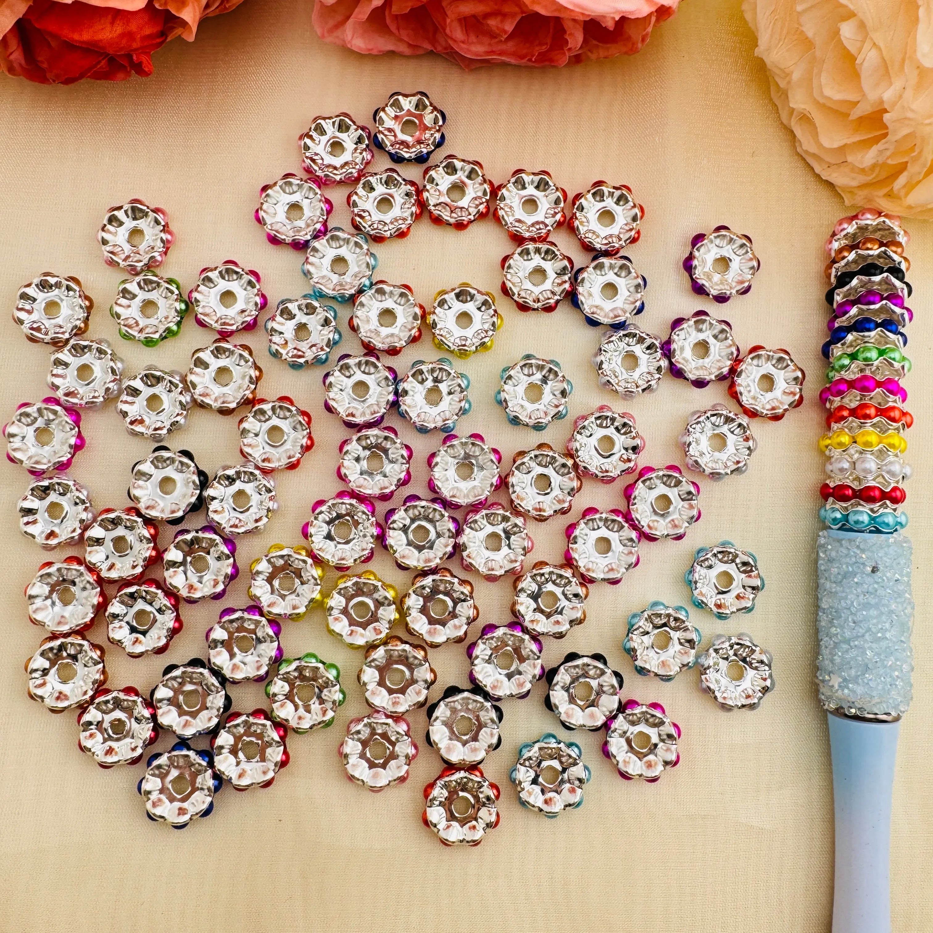 FS10247-13mm Random Mixed Pearl Wave Spacer Beads Zoe DIY Wholesale