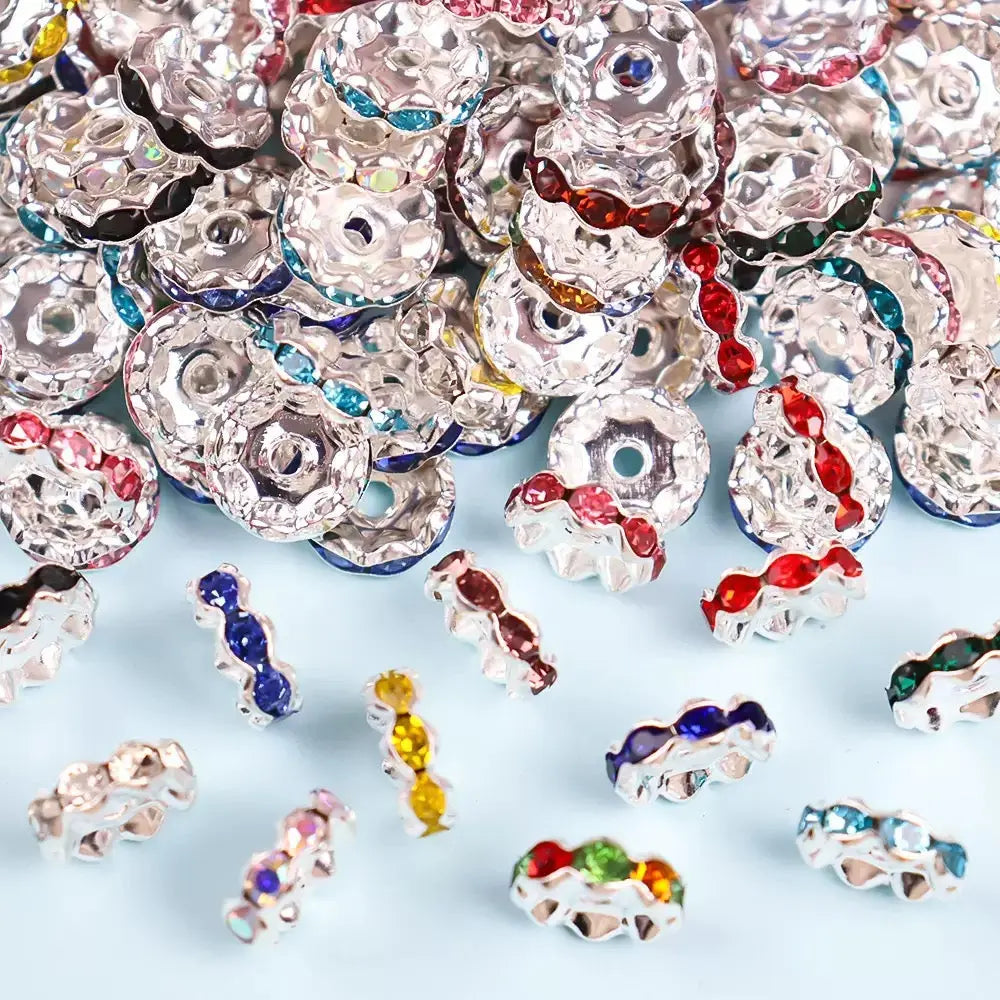 FS10254-10mm Wave Rhinestone Spacer Fit For Beadable Pens Jewelry Making Zoe DIY Wholesale