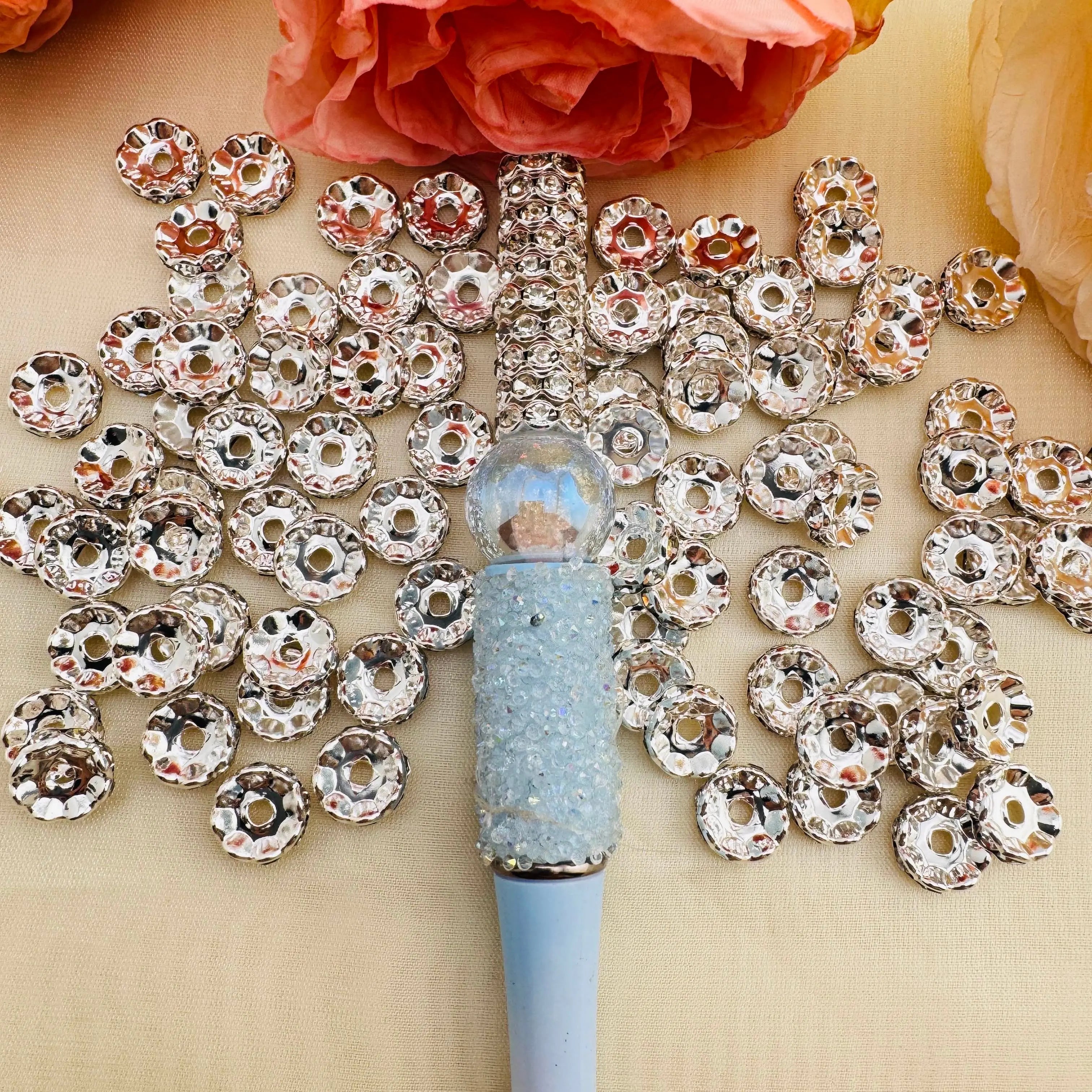 FS10254-10mm Wave Rhinestone Spacer Fit For Beadable Pens Jewelry Making Zoe DIY Wholesale