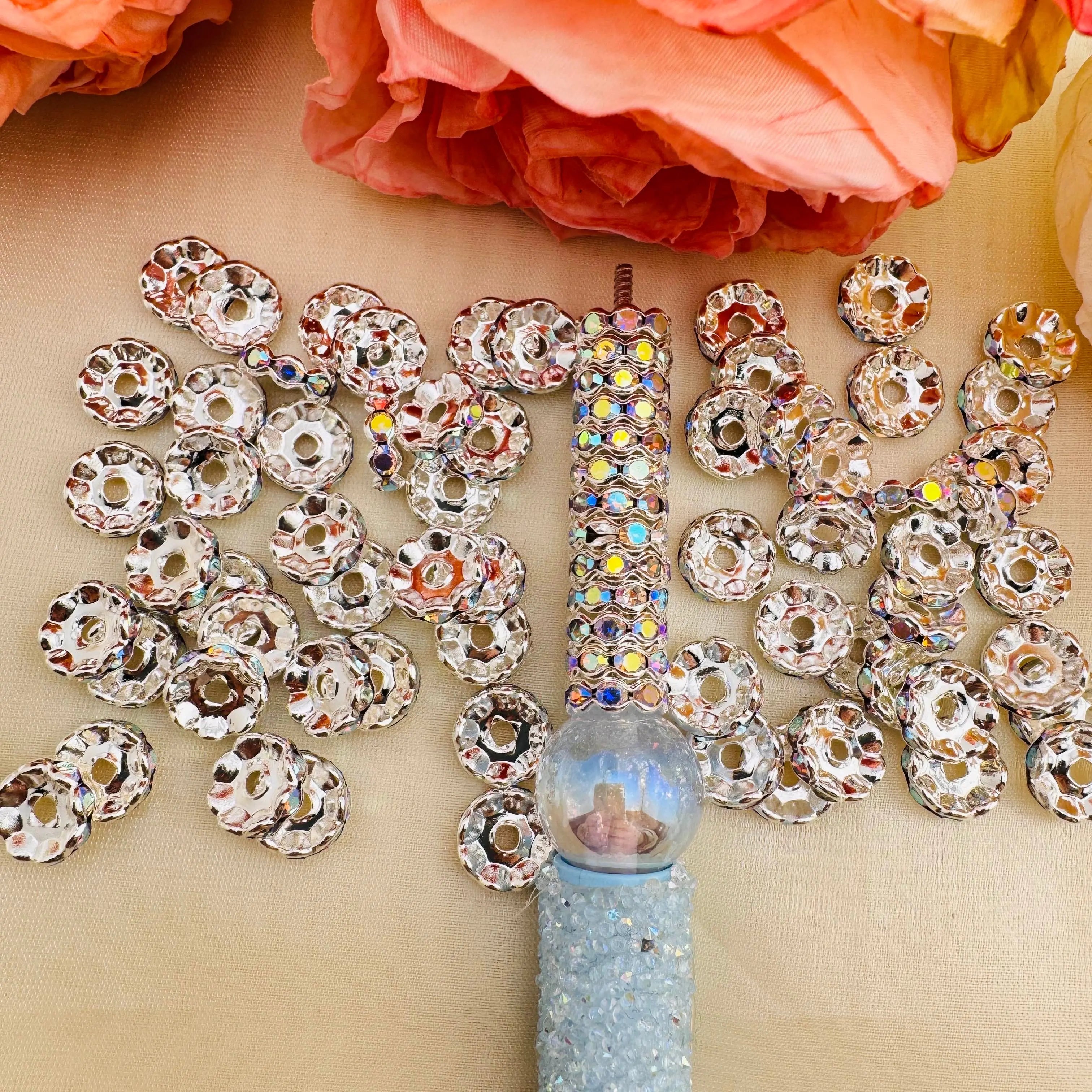 FS10254-10mm Wave Rhinestone Spacer Fit For Beadable Pens Jewelry Making Zoe DIY Wholesale