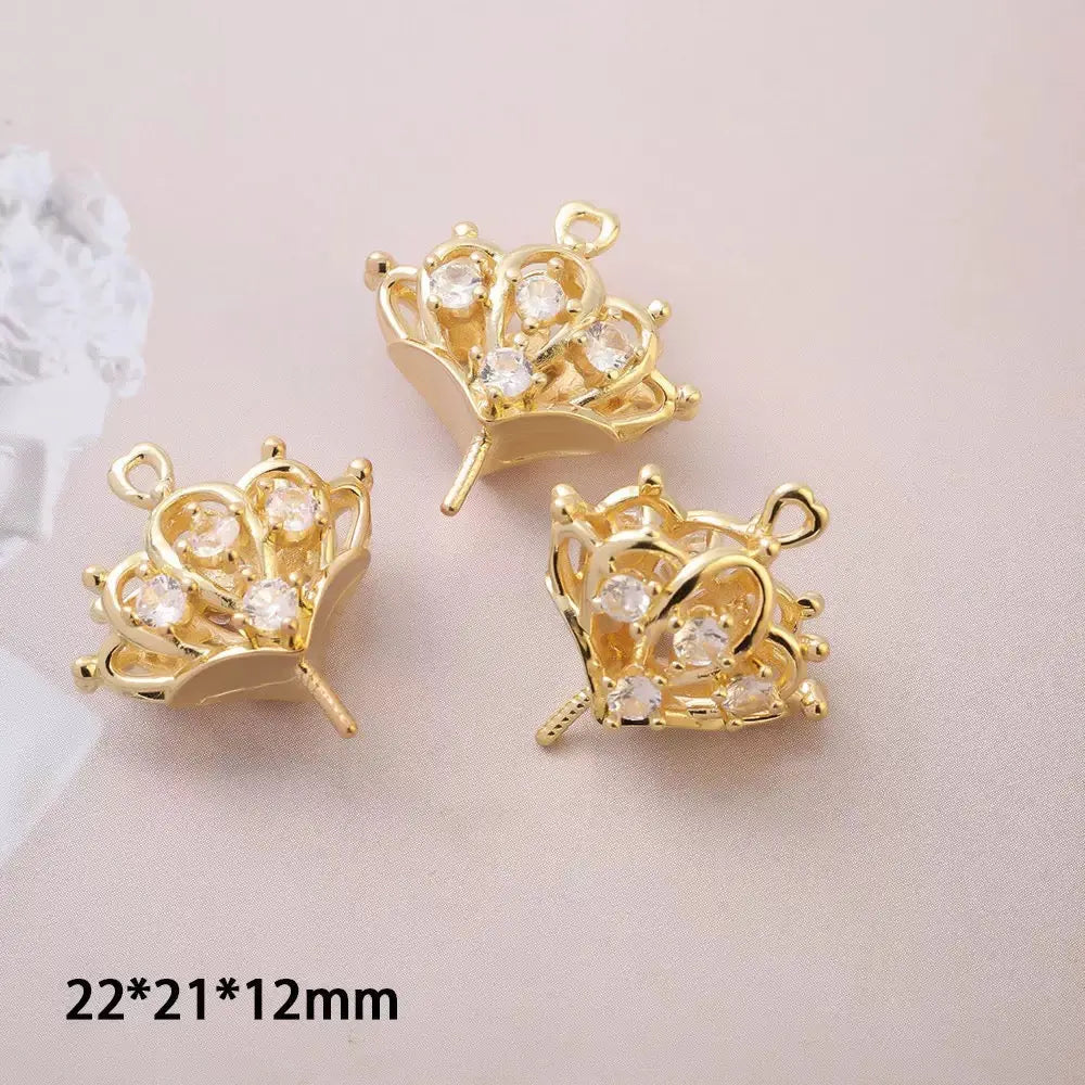 FS10331-22*21*12mm Crown Rhinestone Pin  (For Half-hole Heart Beads) Zoe DIY Wholesale