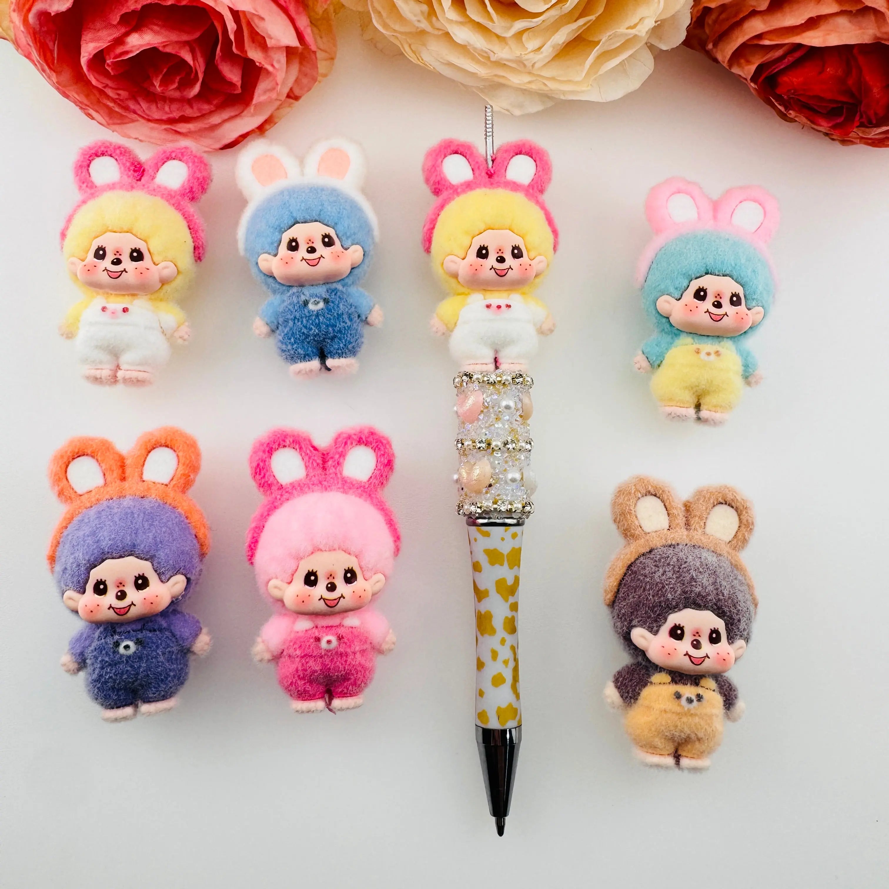 FS10353-About 28×51mm Monchchi Flocked Resin Beads Zoe DIY Wholesale