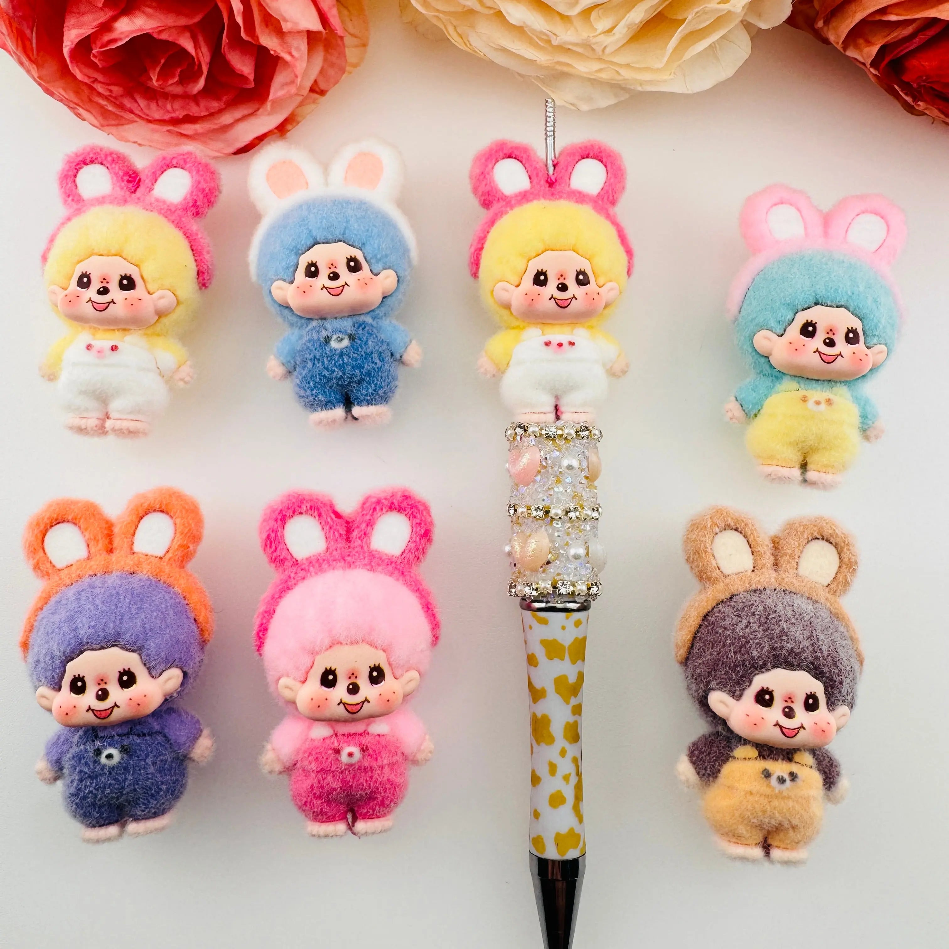 FS10353-About 28×51mm Monchchi Flocked Resin Beads Zoe DIY Wholesale
