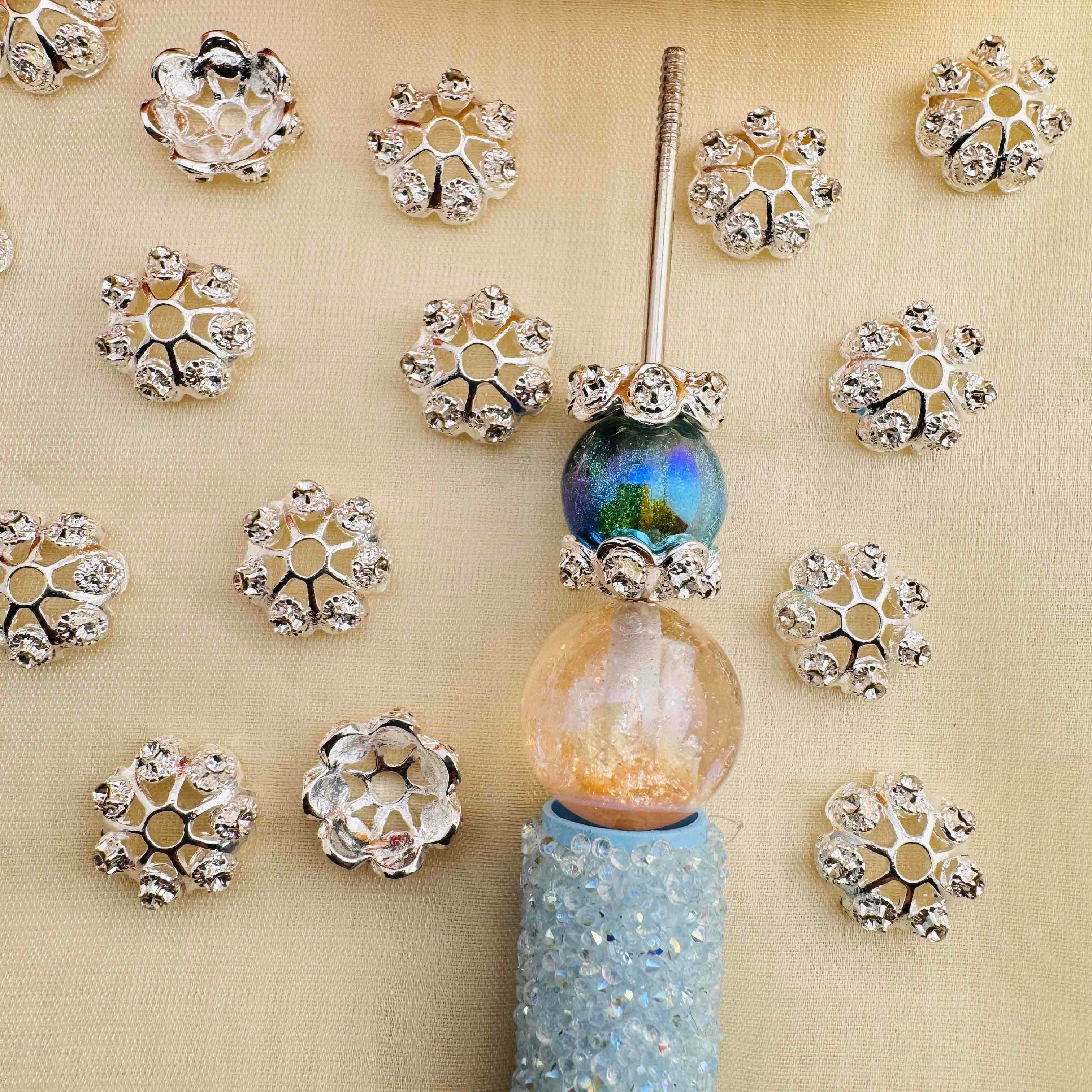 FS10364-12mm Rhinestone Spacer Fit For Beadable Pens Jewelry Making Zoe DIY Wholesale