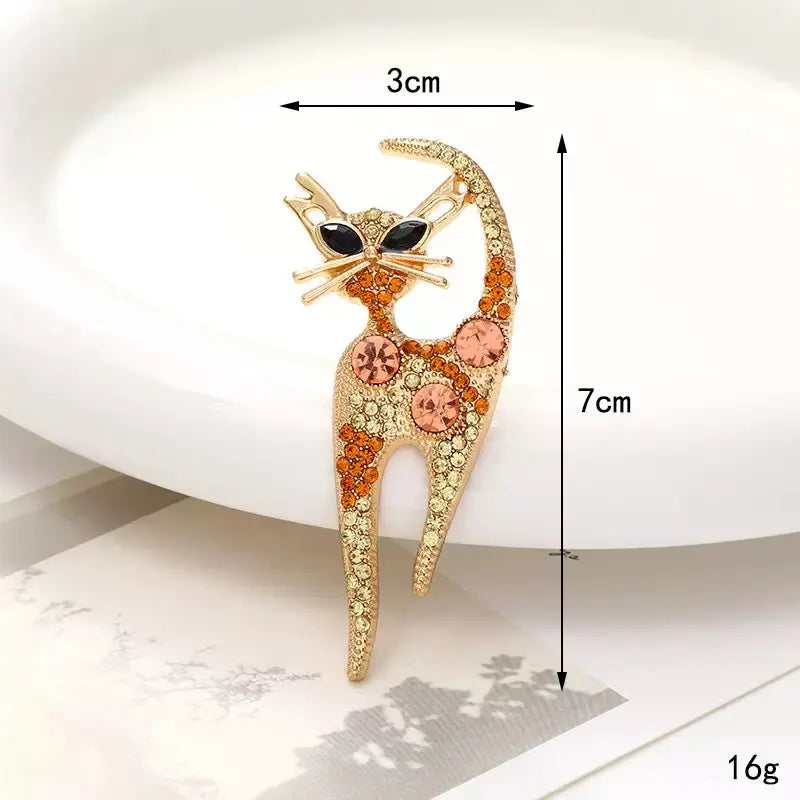 FS10374-3×7cm Diamond Inlaid Cat Alloy Patch For Making Fancy Beads Zoe DIY Wholesale