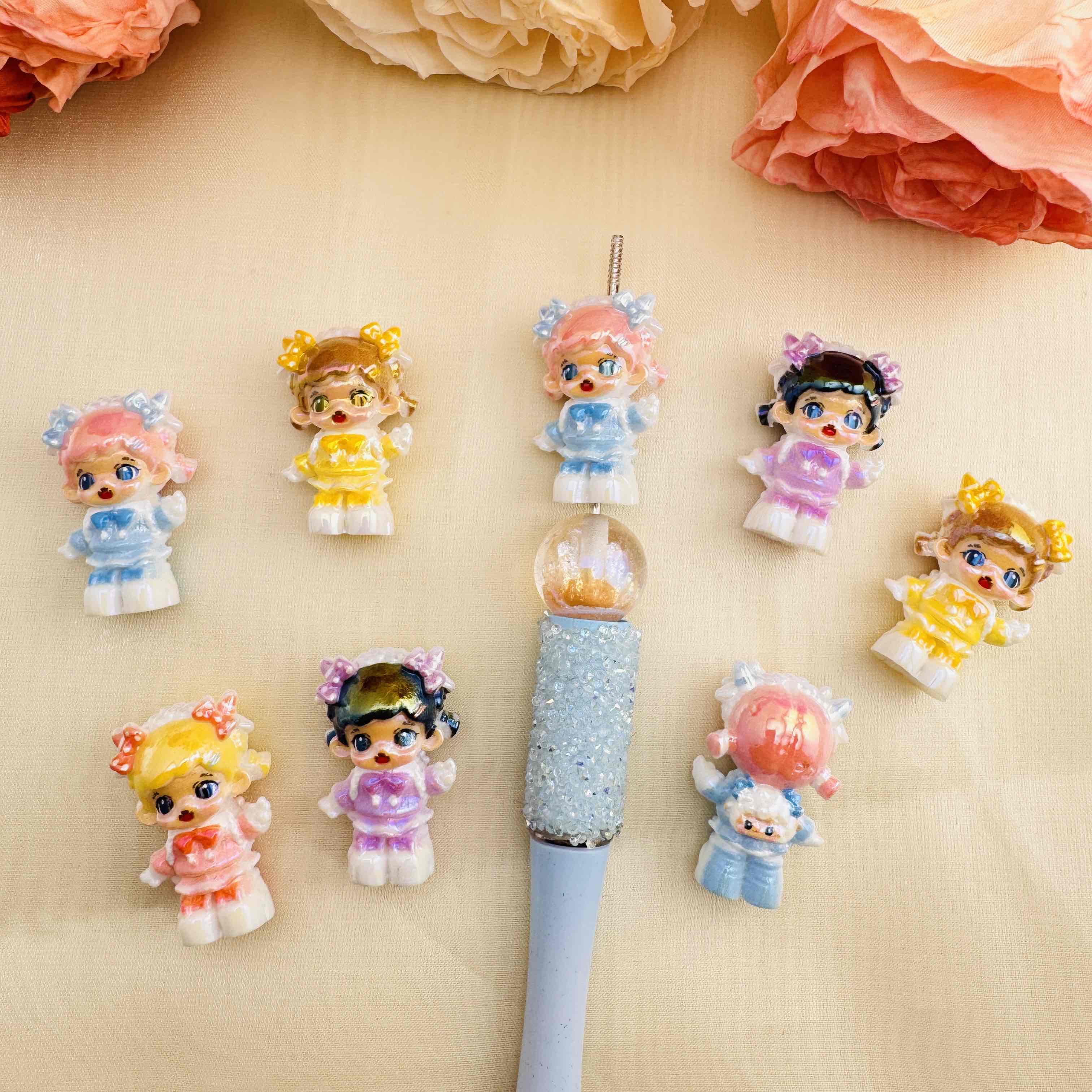 FS10405-About 20×30mm UV Coating Zora Resin Beads Fit For Beadable Pens Keychain Making Zoe DIY Wholesale