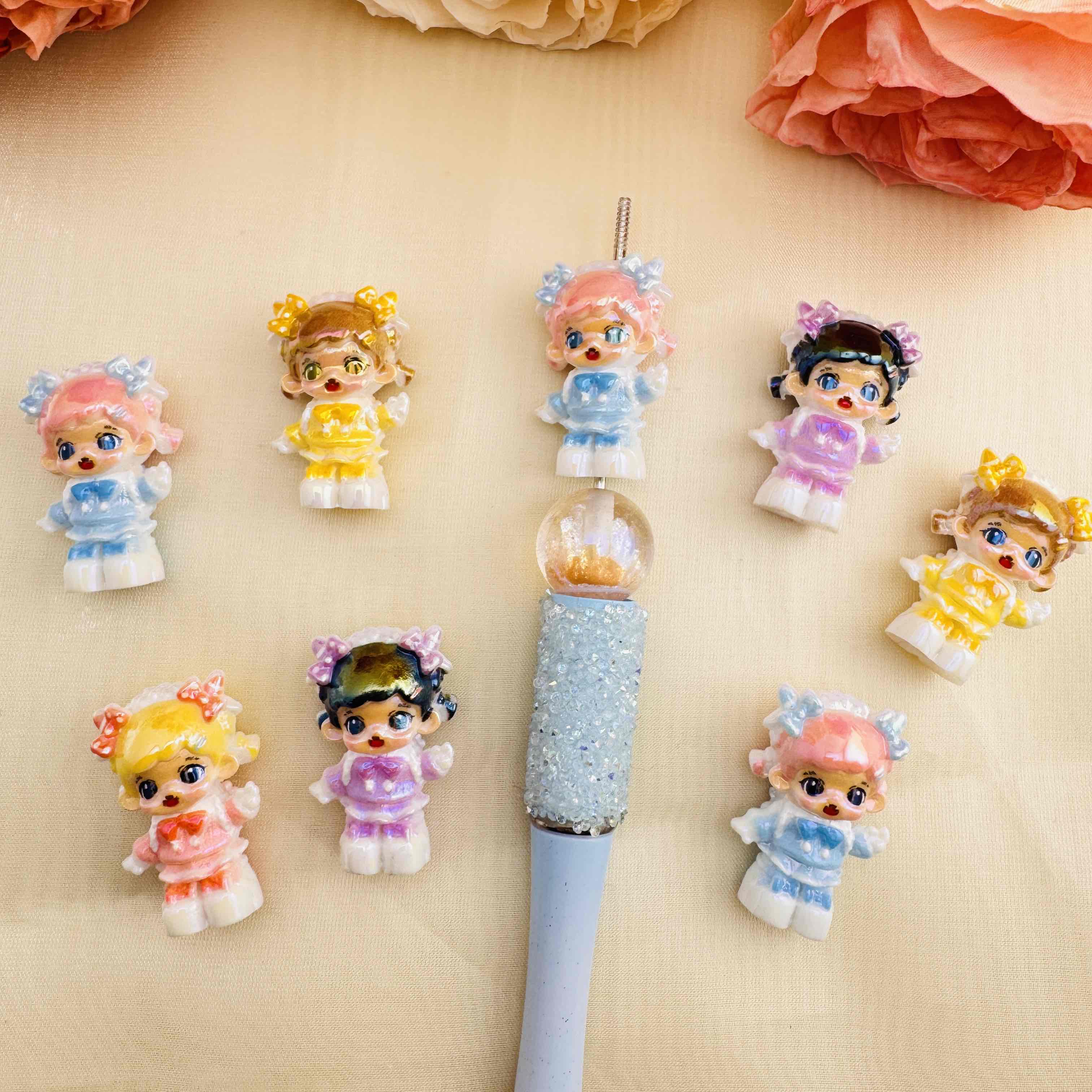 FS10405-About 20×30mm UV Coating Zora Resin Beads Fit For Beadable Pens Keychain Making Zoe DIY Wholesale