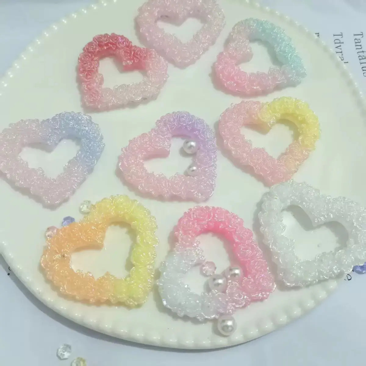 FS10407-48×50mm Luminous Heart Rose Resin Frame For Making Fancy Beads Zoe DIY Wholesale