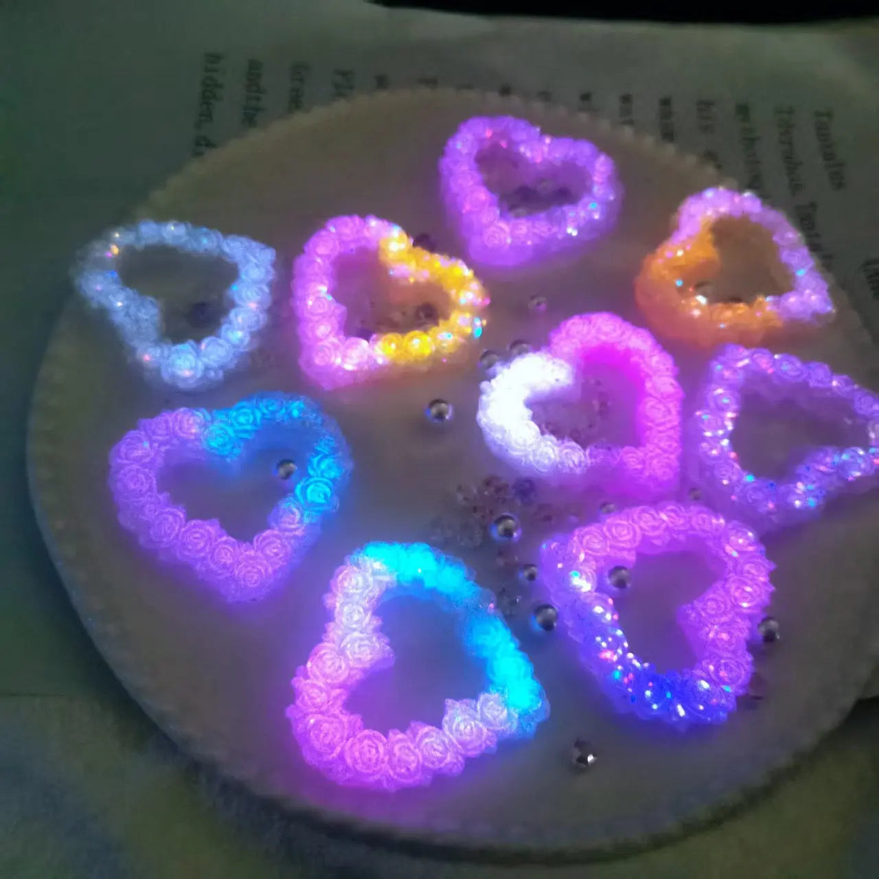 FS10407-48×50mm Luminous Heart Rose Resin Frame For Making Fancy Beads Zoe DIY Wholesale