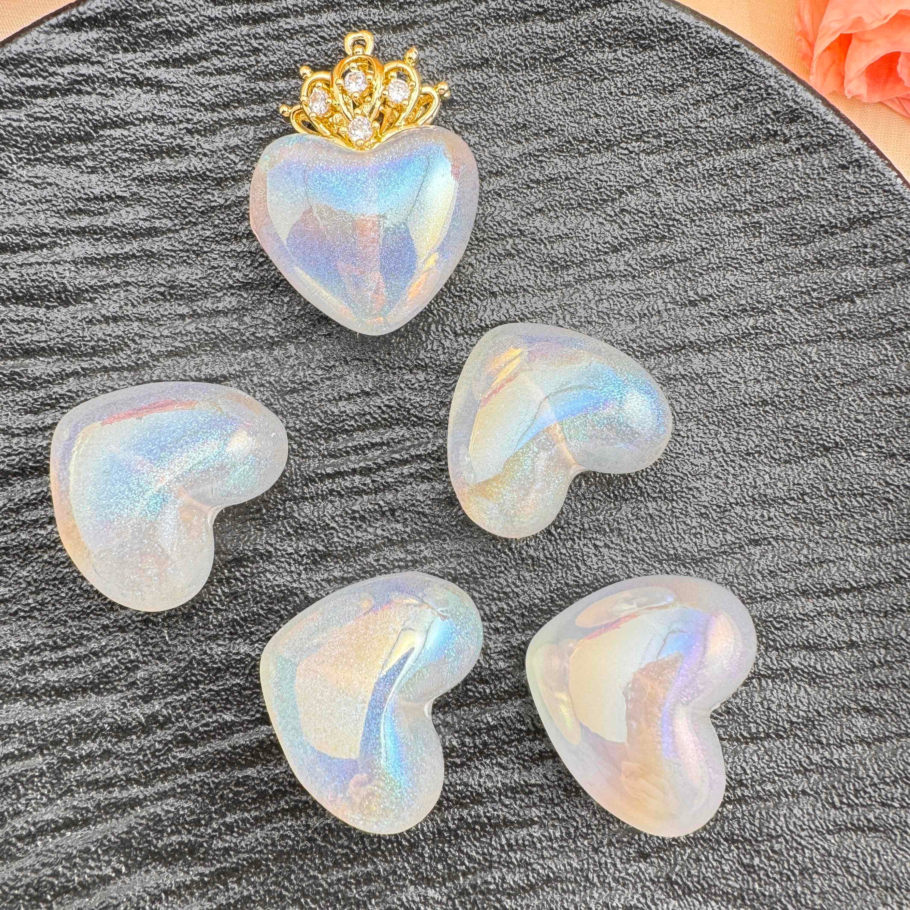 FS10415-About 23×27mm Heart Resin One Hole Beads Zoe DIY Wholesale