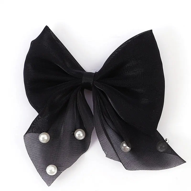 FS10420-7×8cm Fabric Bow With Pearl Zoe DIY Wholesale