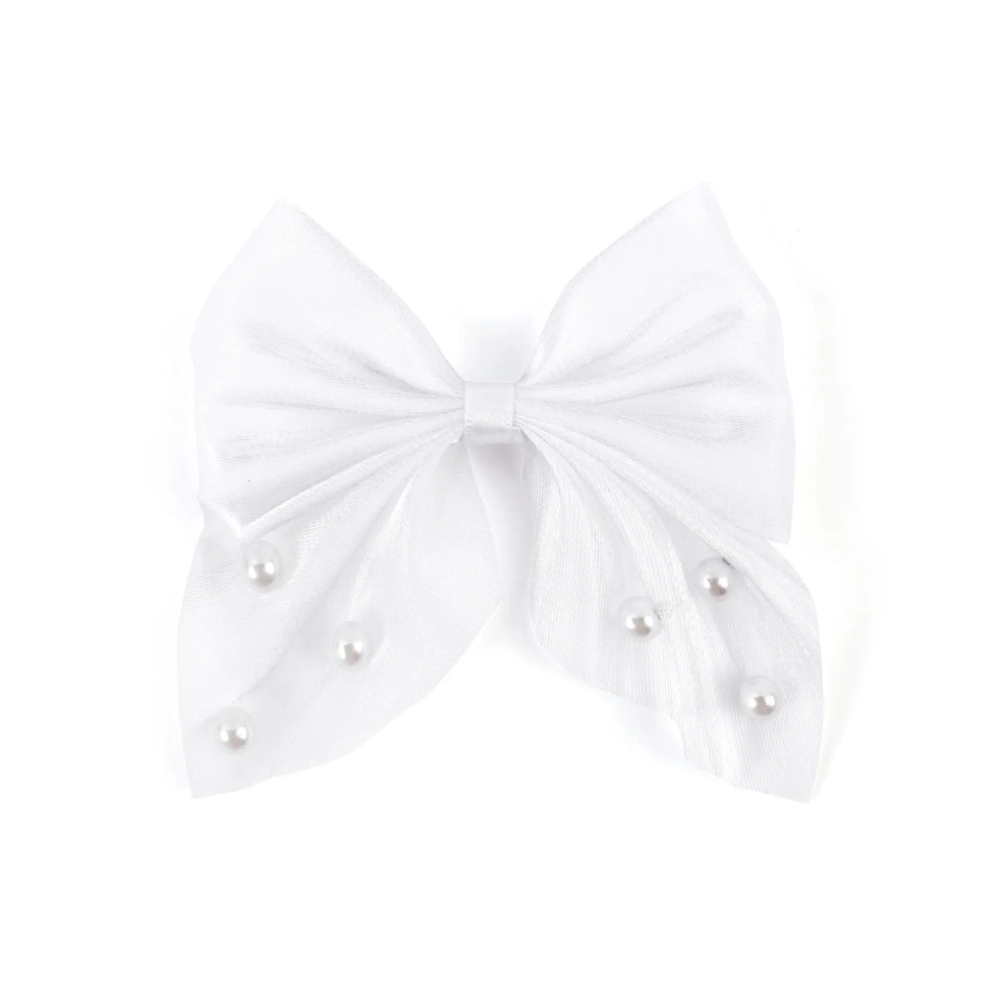 FS10420-7×8cm Fabric Bow With Pearl Zoe DIY Wholesale