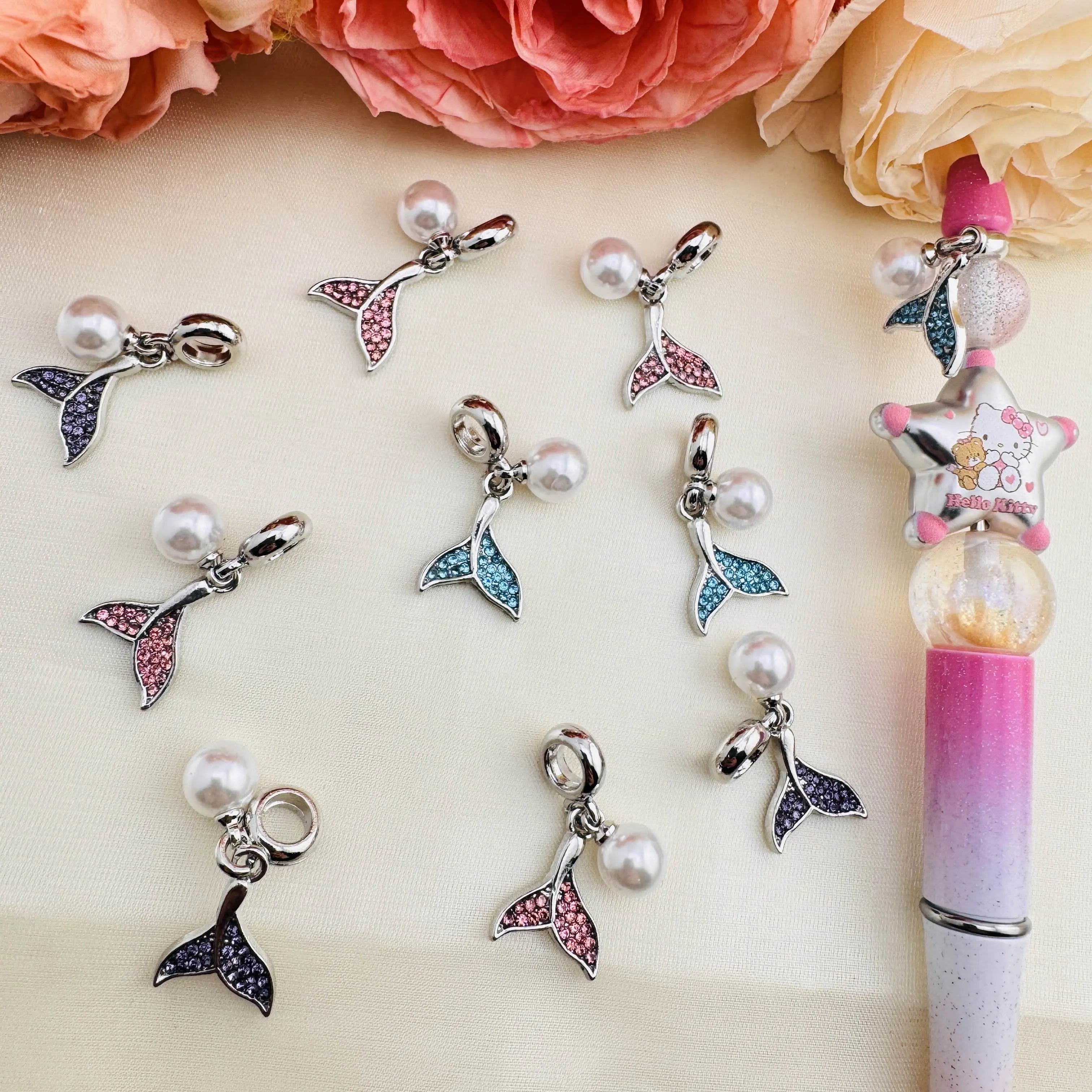 FS10433-12×16mm Random Mixed mermaid Tail Metal Spacer Charms For Beadable Pens Jewelry Making Zoe DIY Wholesale