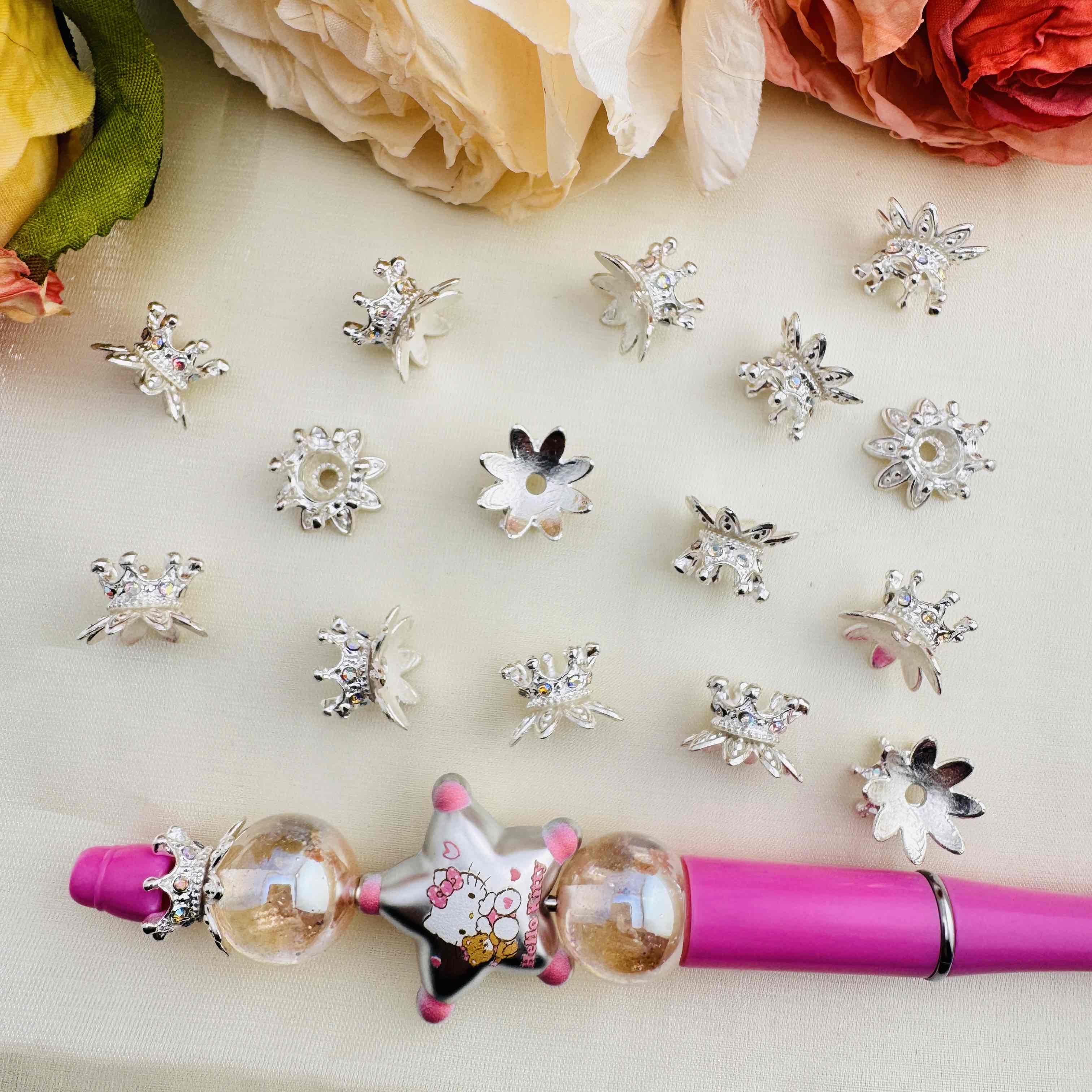 FS10440-About 10×14mm Crown Flower Spacer For Beadable Pens Jewelry Making Keychain Making Zoe DIY Wholesale