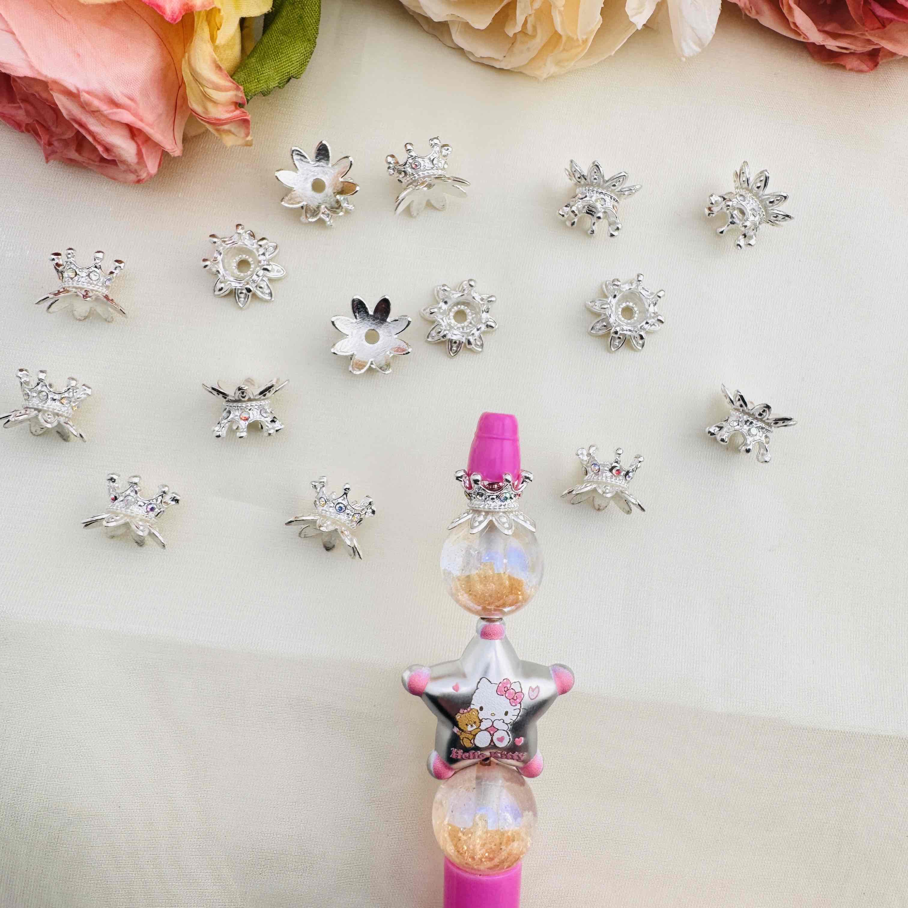 FS10440-About 10×14mm Crown Flower Spacer For Beadable Pens Jewelry Making Keychain Making Zoe DIY Wholesale