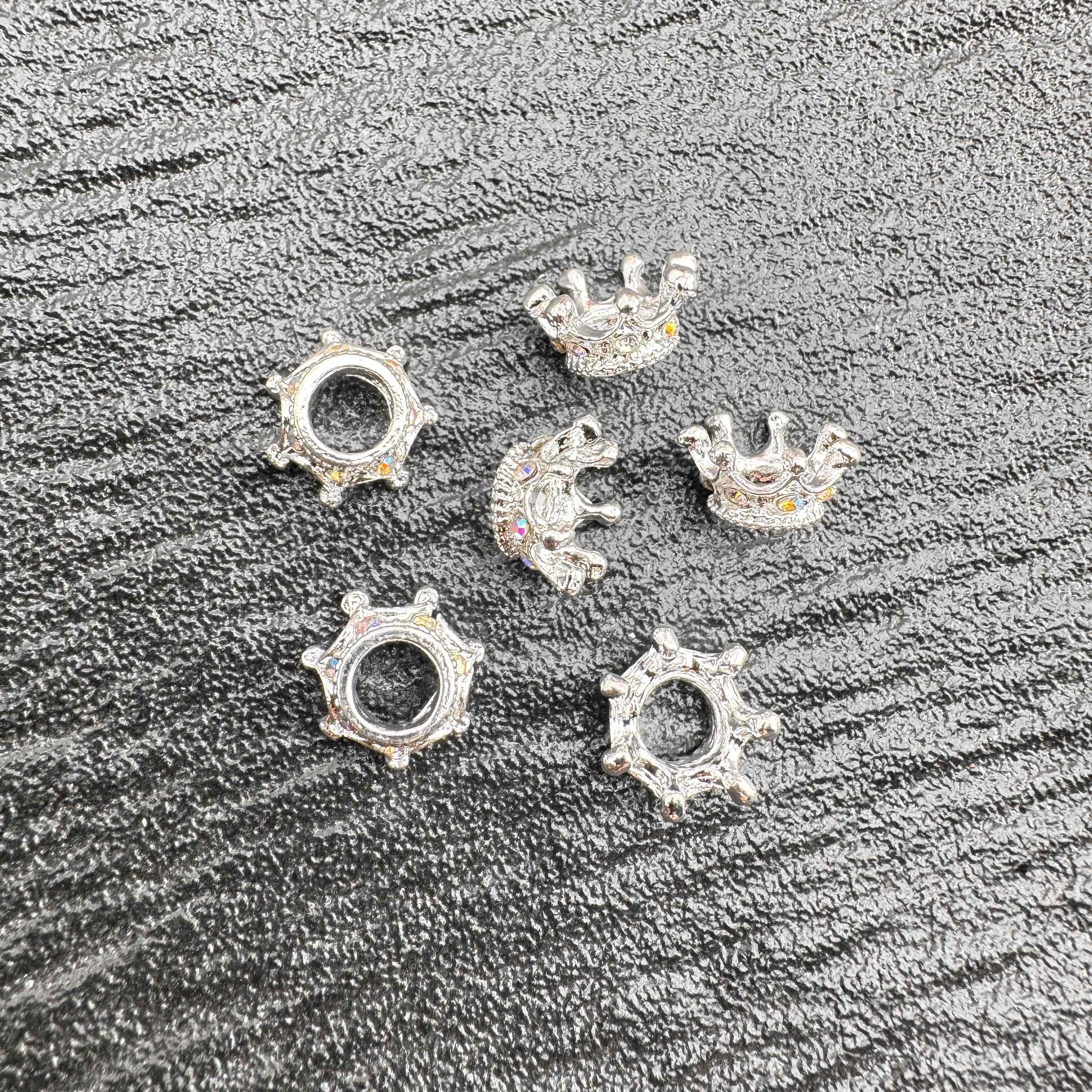 FS10448-About 4×9mm Sliver AB Crown Spacer Fit For Beadable Pens Jewelry Making Keychain Making Zoe DIY Wholesale