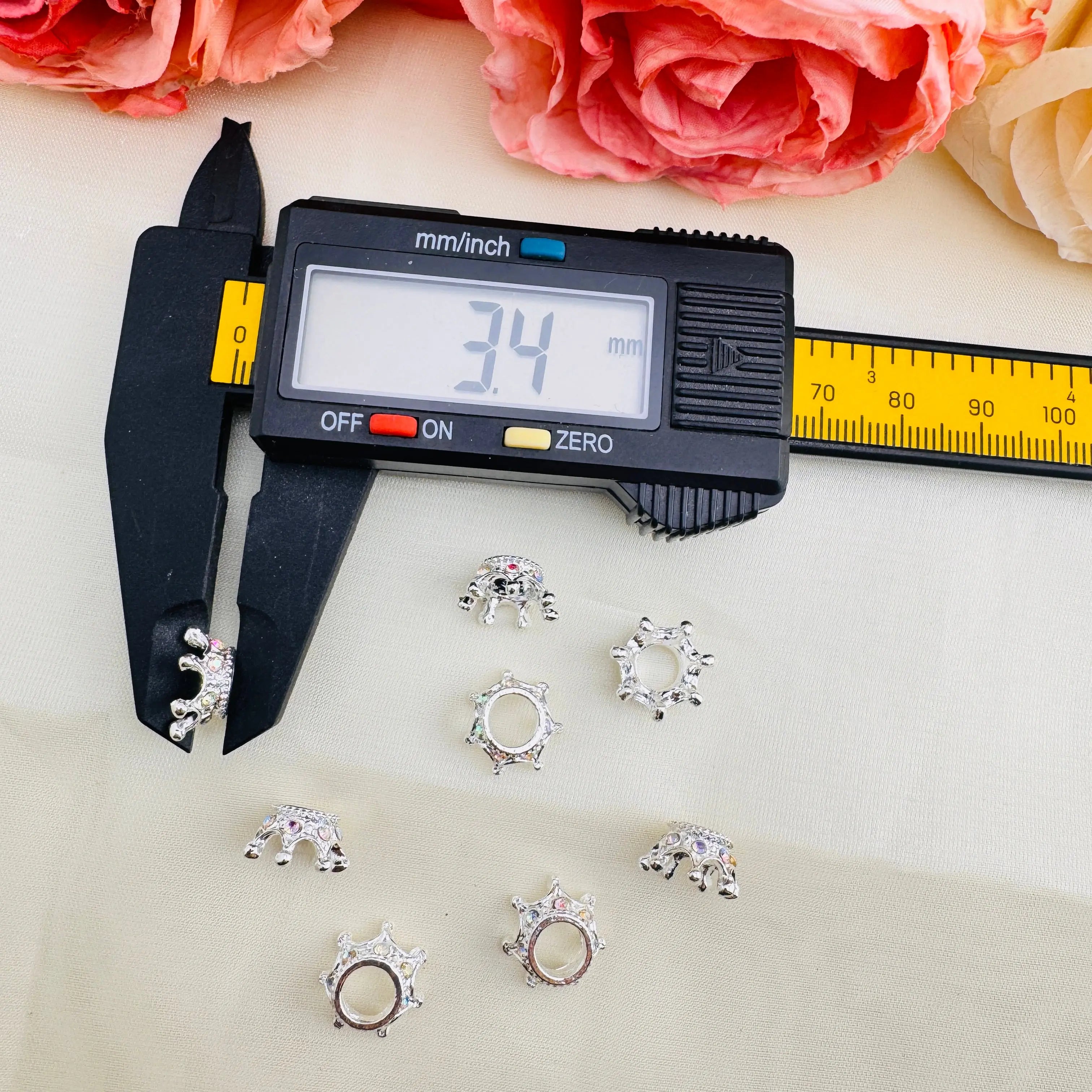 FS10448-About 4×9mm Sliver AB Crown Spacer Fit For Beadable Pens Jewelry Making Keychain Making Zoe DIY Wholesale