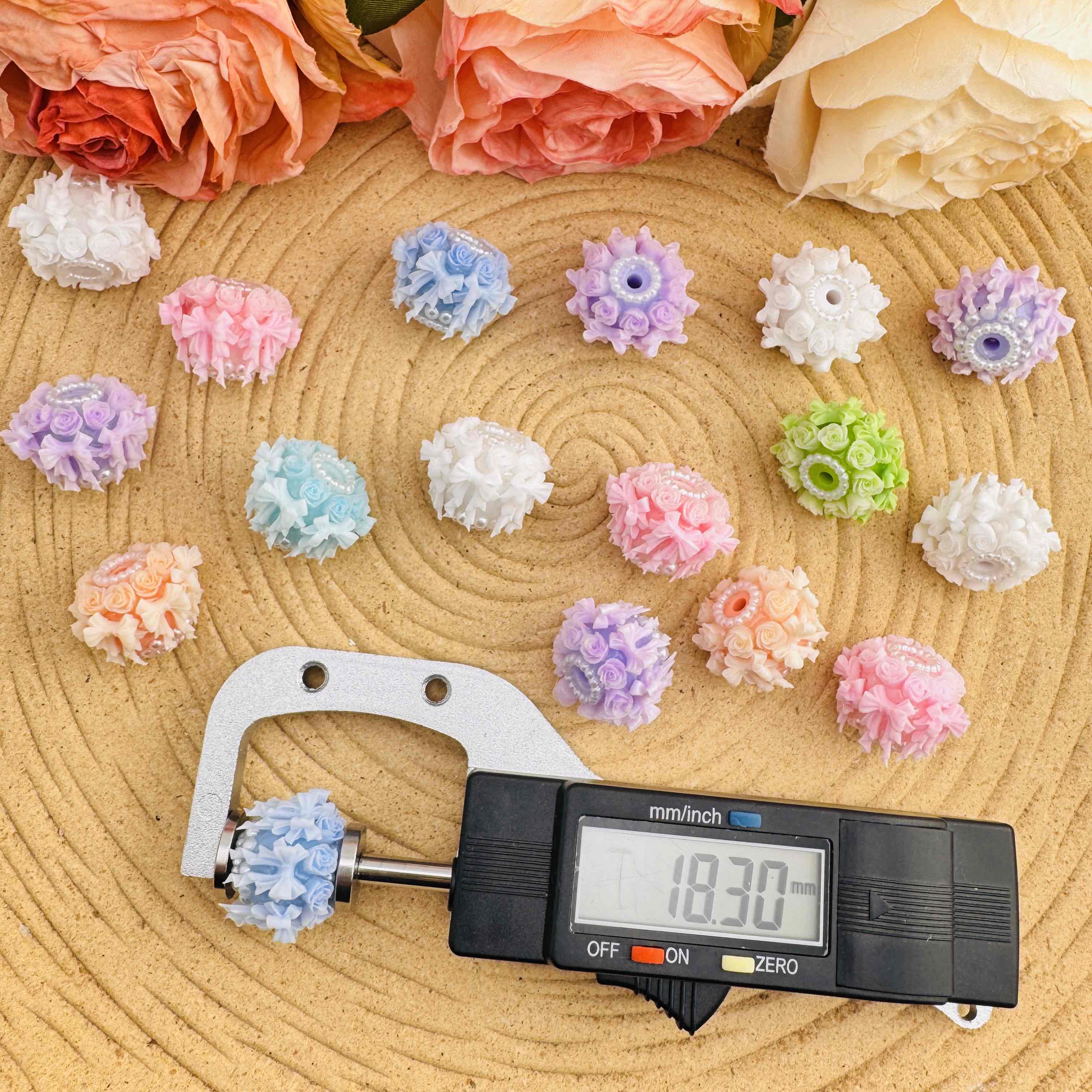 FS10485-18mm Luminous Flower Bow Fancy Beads Fit For Beadable Pens Keychain Jewelry Making - Zoe DIY Wholesale