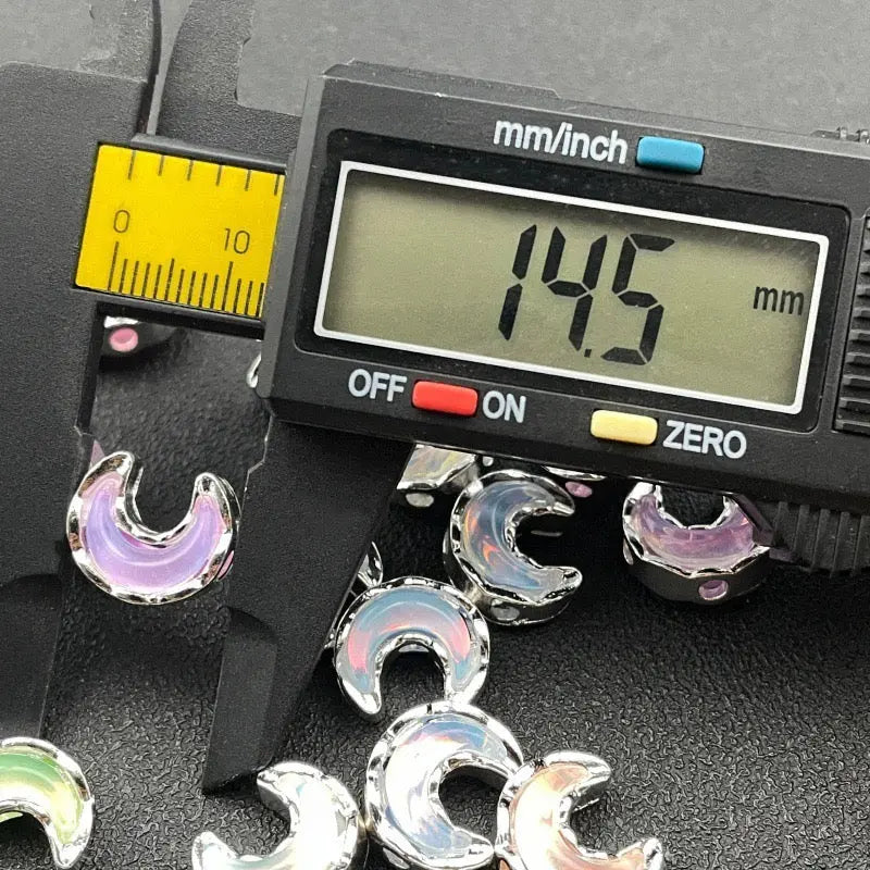 FS10488-13×15mm Random Mixed Color 4 Hole Alloy Metal moon Beads Fit For Beadable Pens - Zoe DIY Wholesale