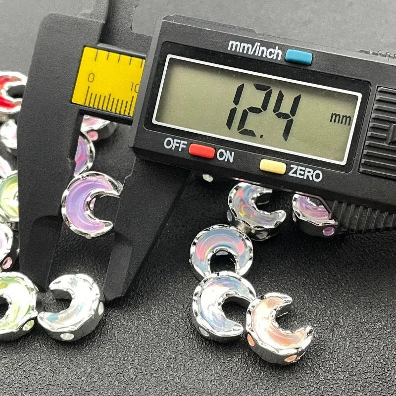 FS10488-13×15mm Random Mixed Color 4 Hole Alloy Metal moon Beads Fit For Beadable Pens - Zoe DIY Wholesale