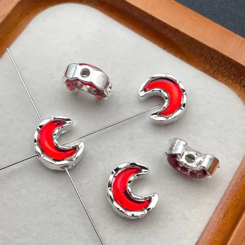 FS10488-13×15mm Random Mixed Color 4 Hole Alloy Metal moon Beads Fit For Beadable Pens - Zoe DIY Wholesale