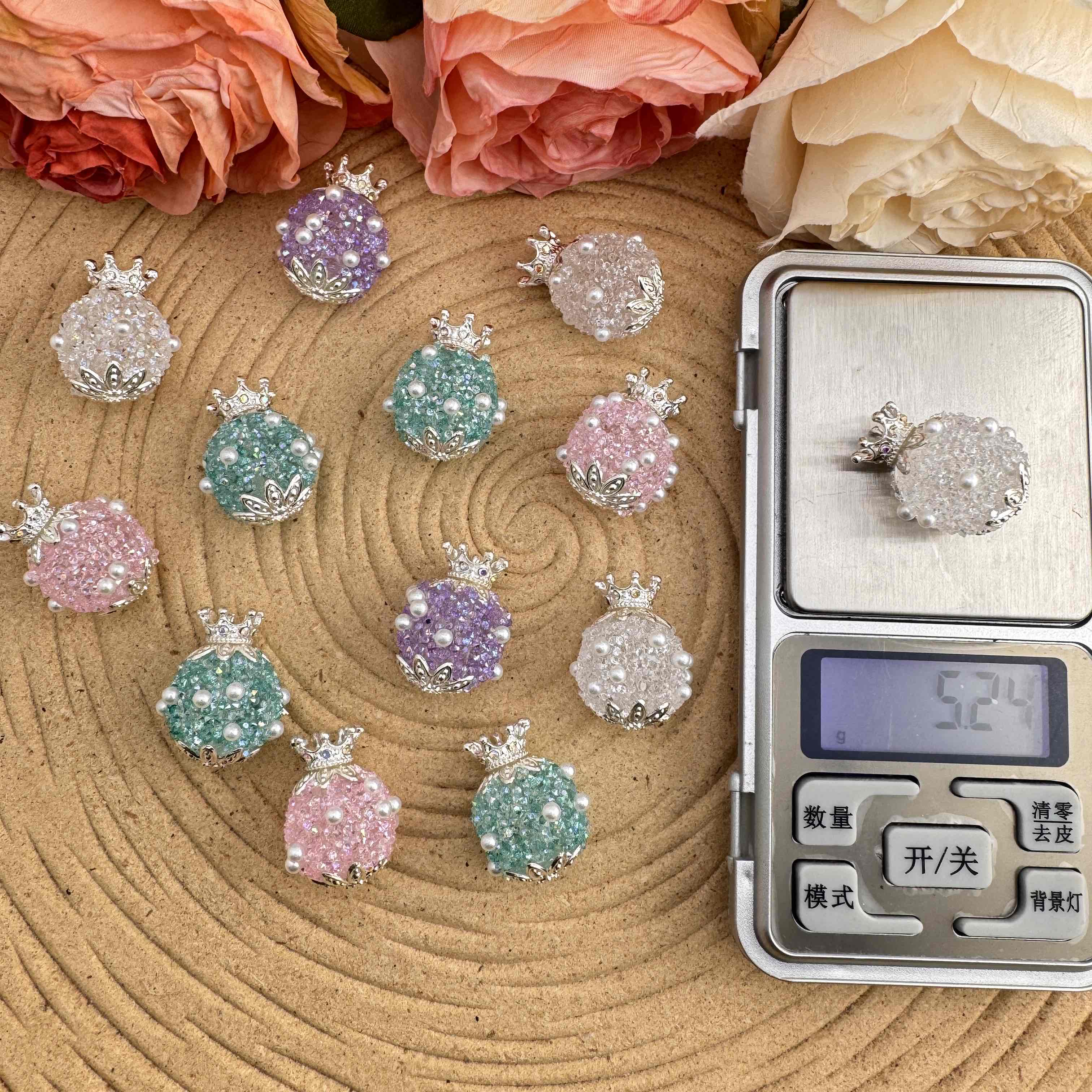 FS10489-20mm Random Mixed Crown Sugar Beads Fit For Beadable Pens Keychain Jewelry Making - Zoe DIY Wholesale