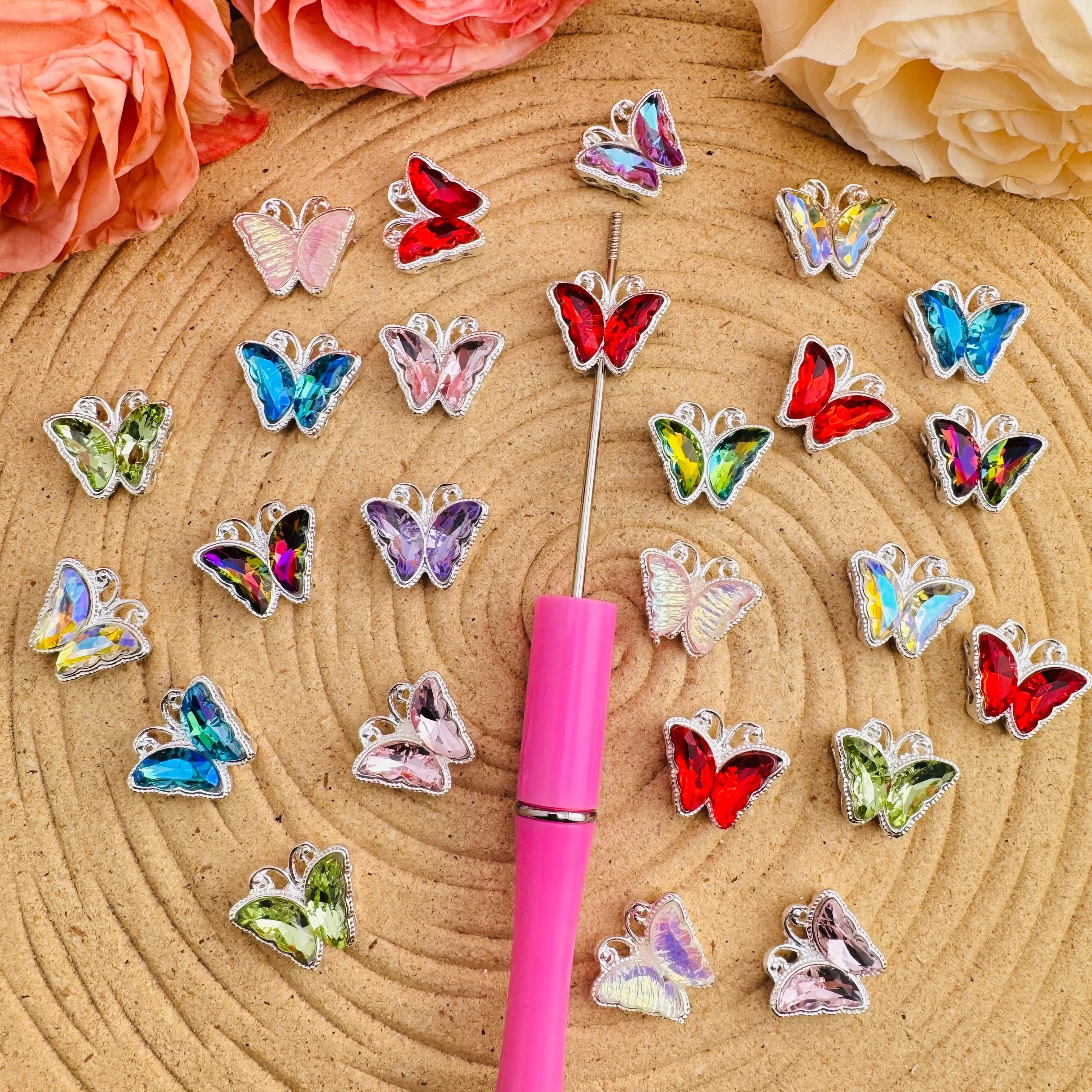 FS10508-About 24*8mm Butterfly 8 Hole Alloy Metal Beads Zoe DIY Wholesale