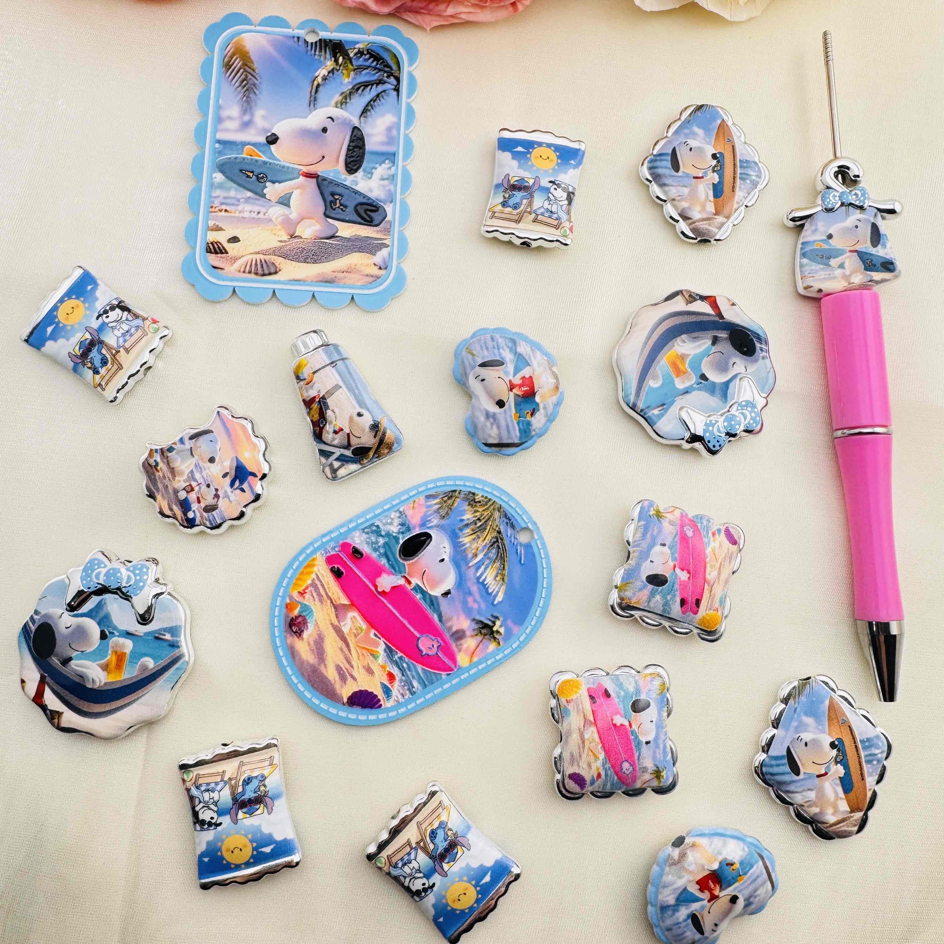 FS10510-Random Mixed Snoopy Acrylic Beads For Beadable Pens Keychain Jewelry Making Zoe DIY Wholesale