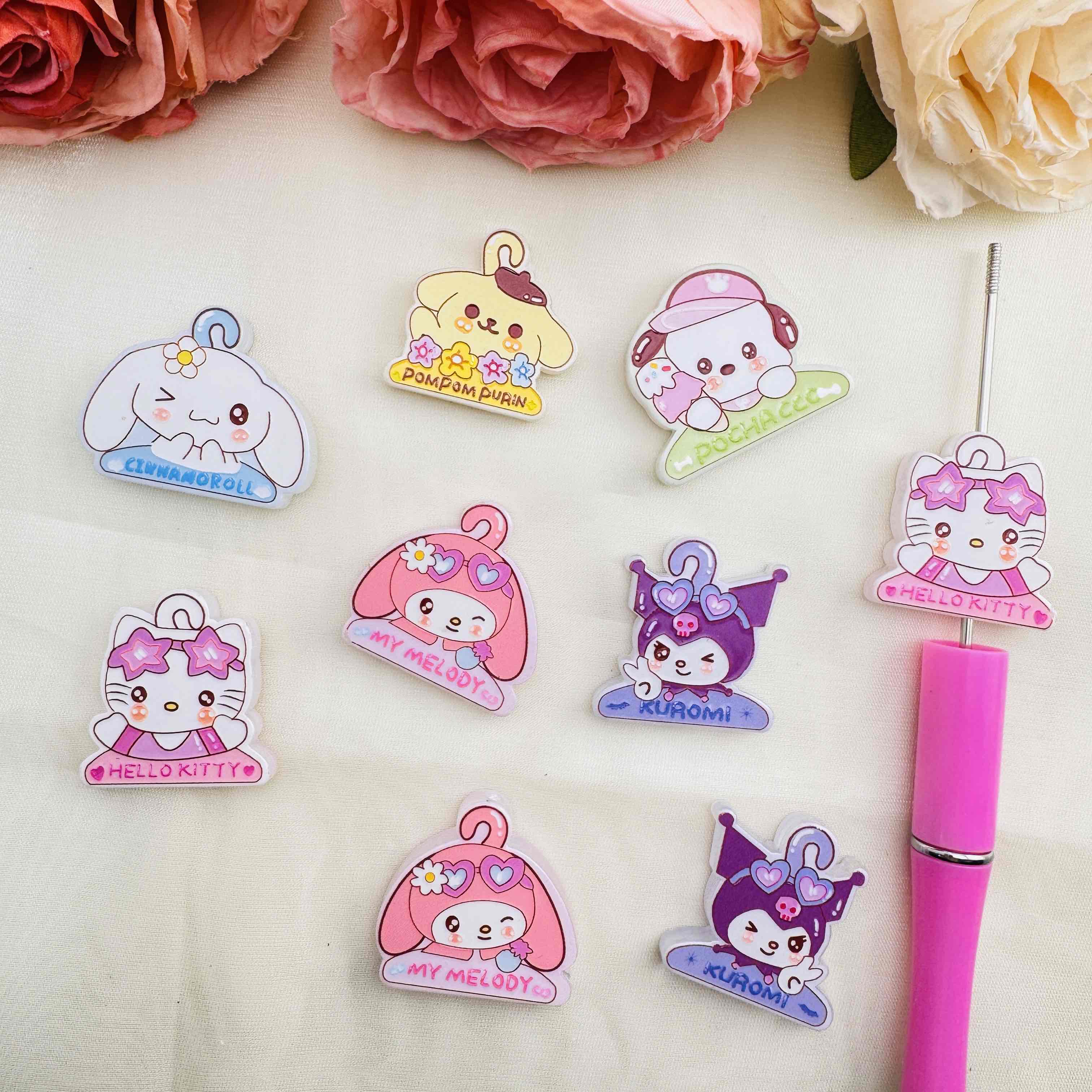 FS10514-Random Mixed Sanrio Acrylic Beads Fit For Beadable Pens Jewelry Making Keychain Making Zoe DIY Wholesale