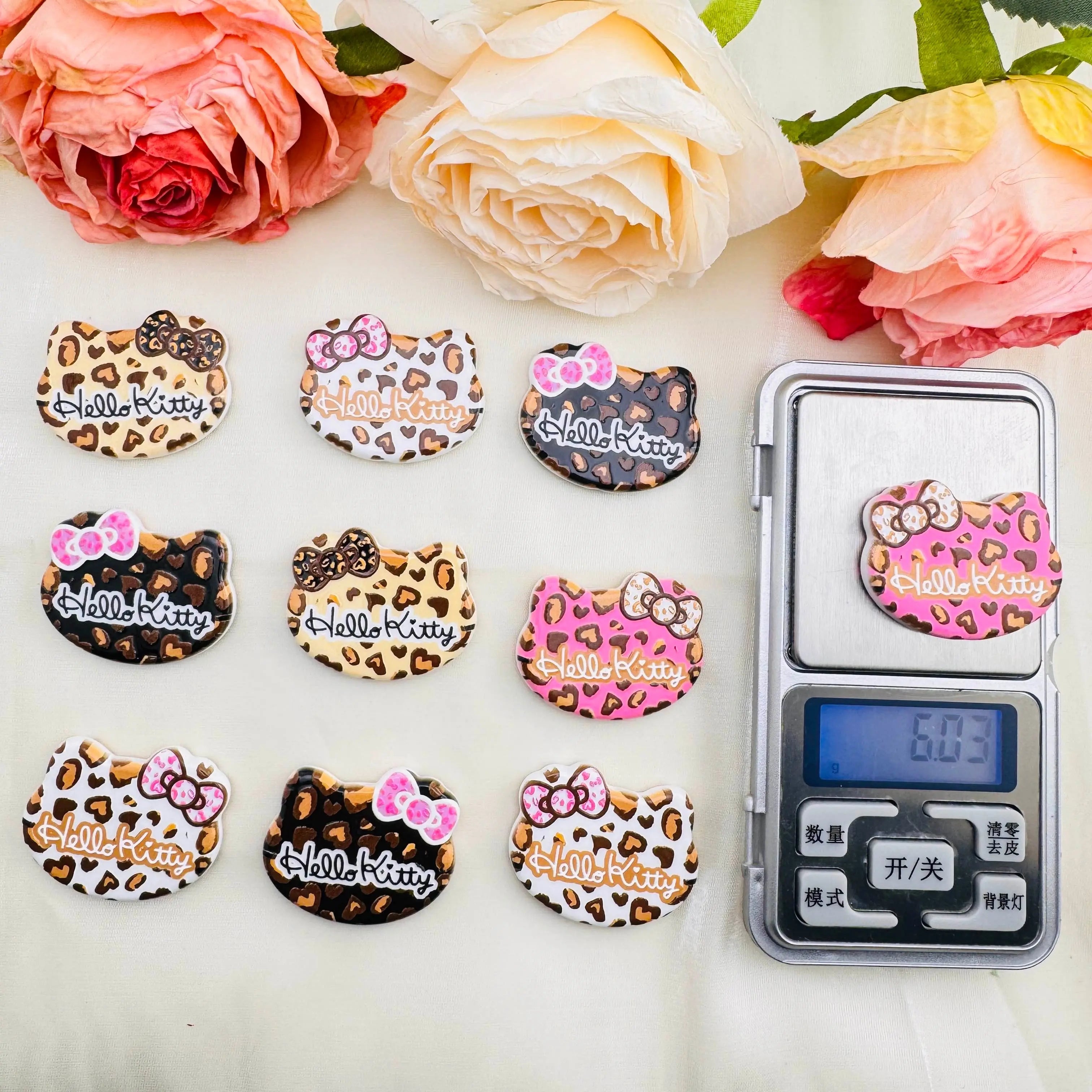 FS10516-Leopard Printed HK Head Acrylic Beads Fit For Beadable Pens Jewelry Making Keychain Making Zoe DIY Wholesale