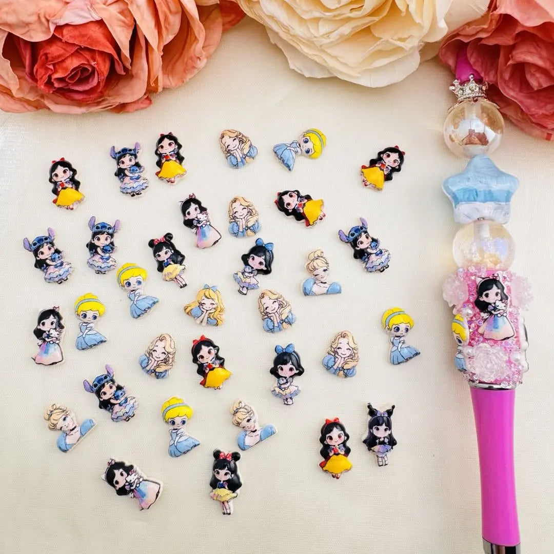 FS10539-Mixed Luminous Princess Nail Charms Zoe DIY Wholesale