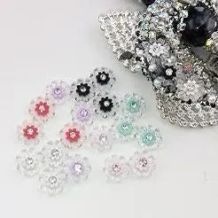 FS1054-10MM Diamond Clear Flower Resin Nail Charms