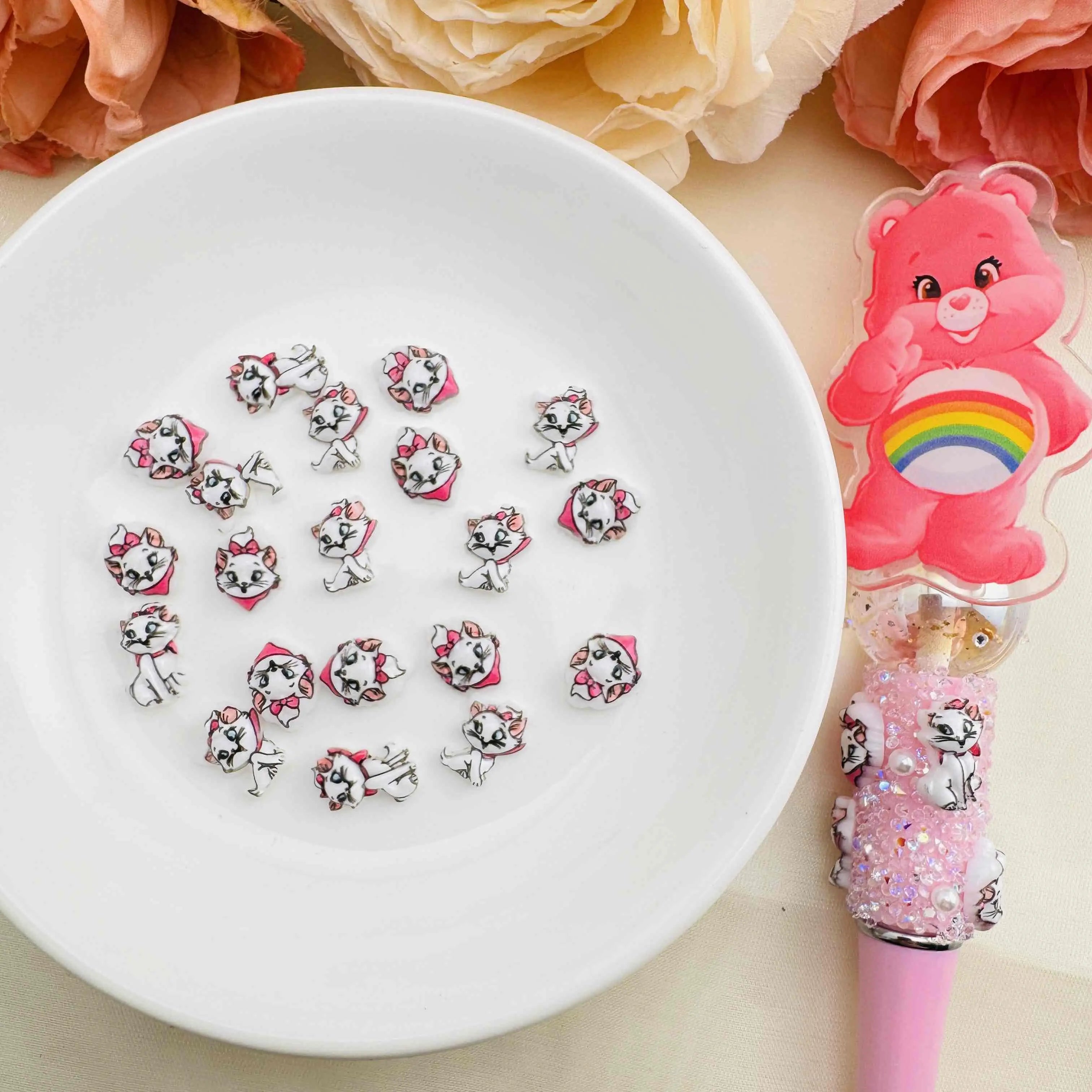 FS10545-Random Mixed Marry Cat Nail Charms For Making Fancy Beads Or Fancy Beadable Pens Zoe DIY Wholesale