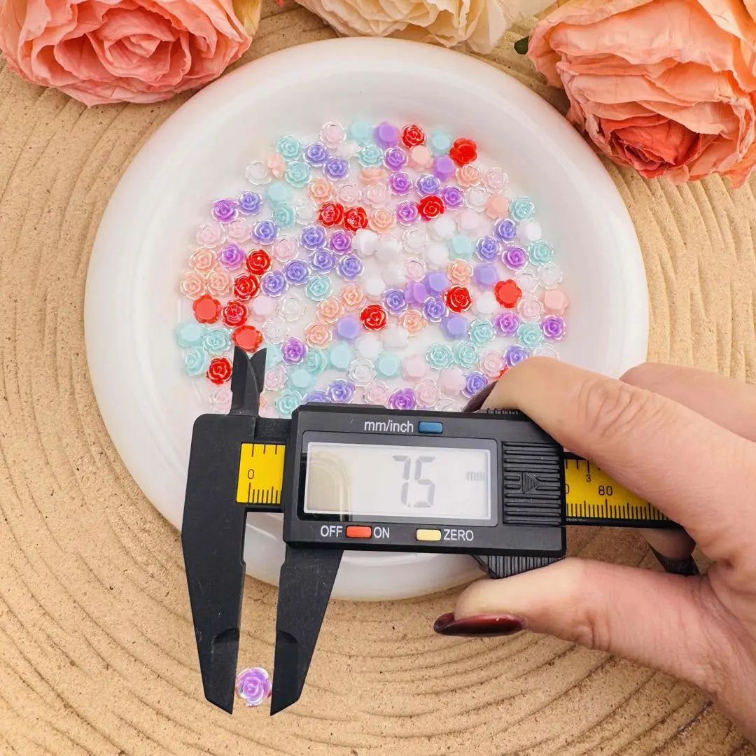 FS10608-About 8mm Mixed Hard Luminous Rose Flower Nail Charms Zoe DIY Wholesale