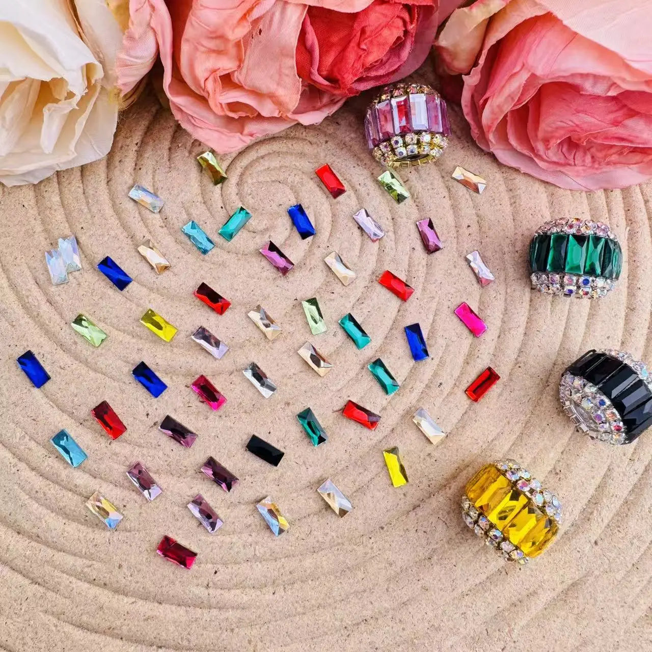 FS10613-3×7mm Clear Color Crystal Nail Charms With Silver Bottom Zoe DIY Wholesale