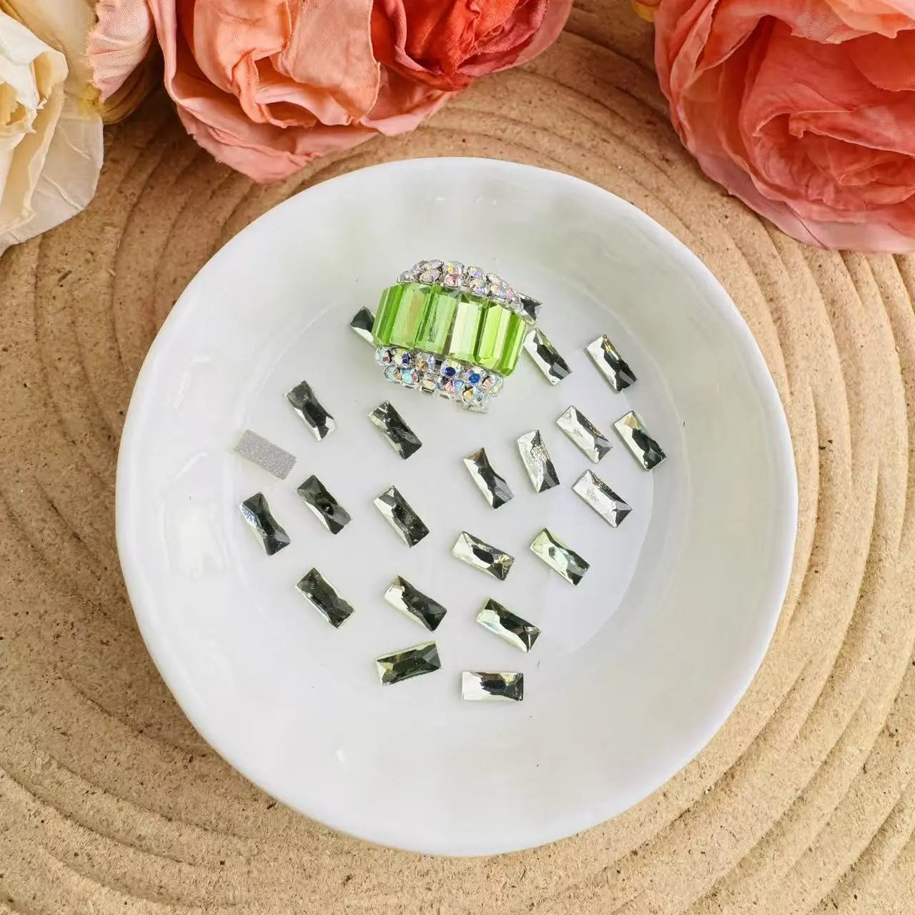 FS10613-3×7mm Clear Color Crystal Nail Charms With Silver Bottom Zoe DIY Wholesale