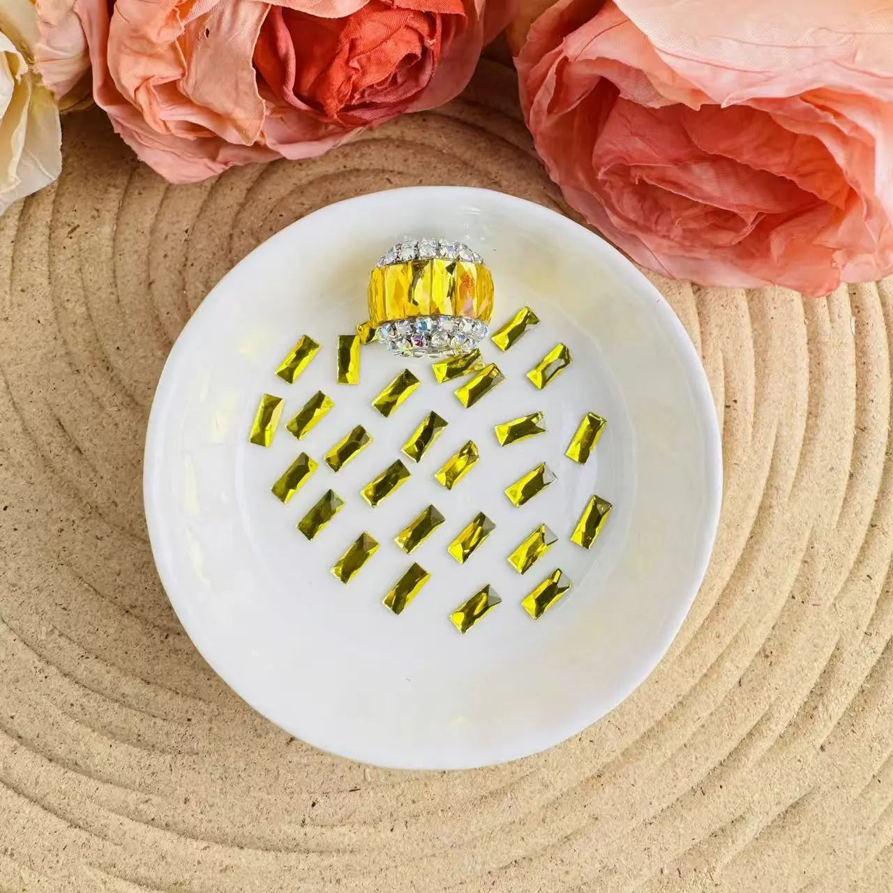 FS10613-3×7mm Clear Color Crystal Nail Charms With Silver Bottom Zoe DIY Wholesale