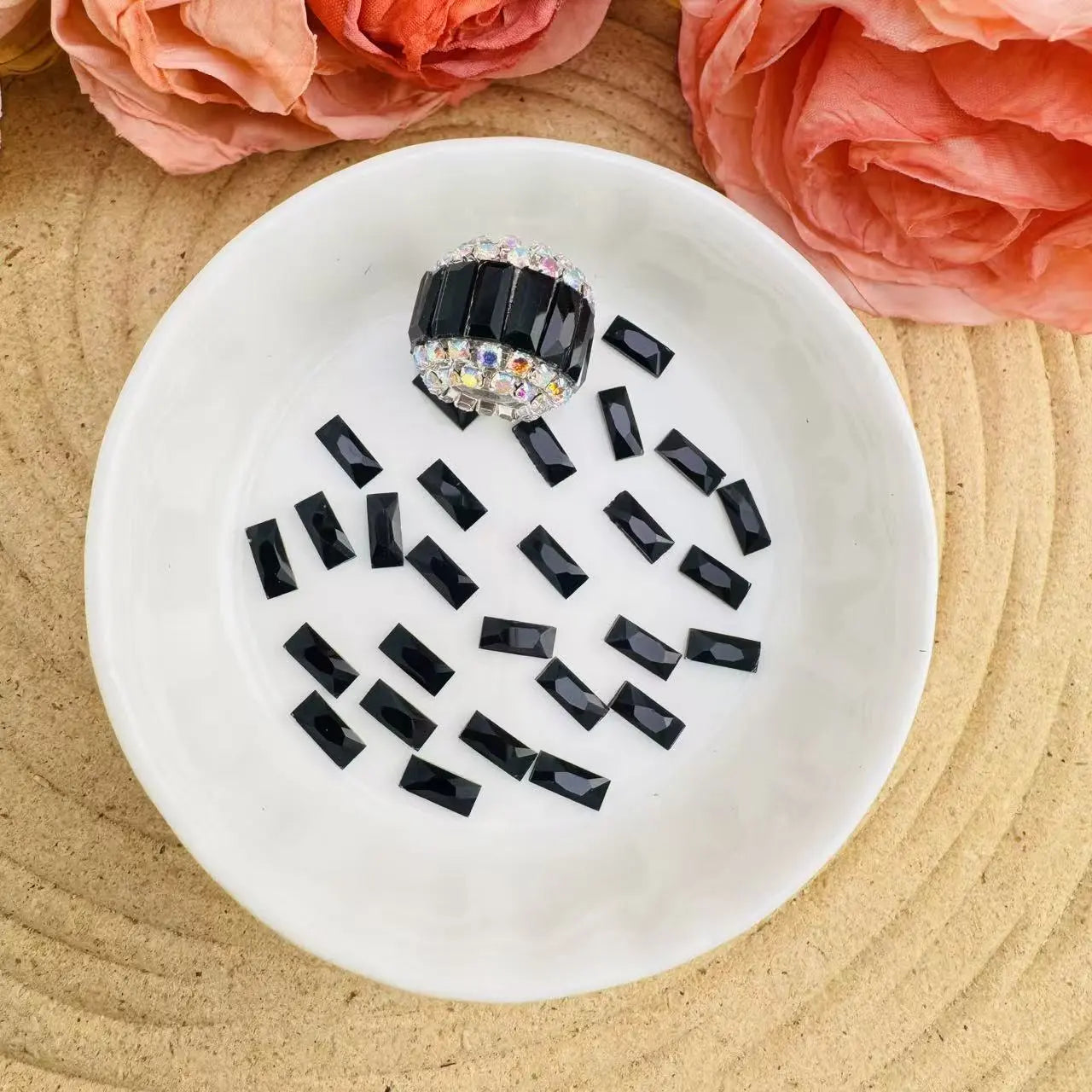 FS10613-3×7mm Clear Color Crystal Nail Charms With Silver Bottom Zoe DIY Wholesale