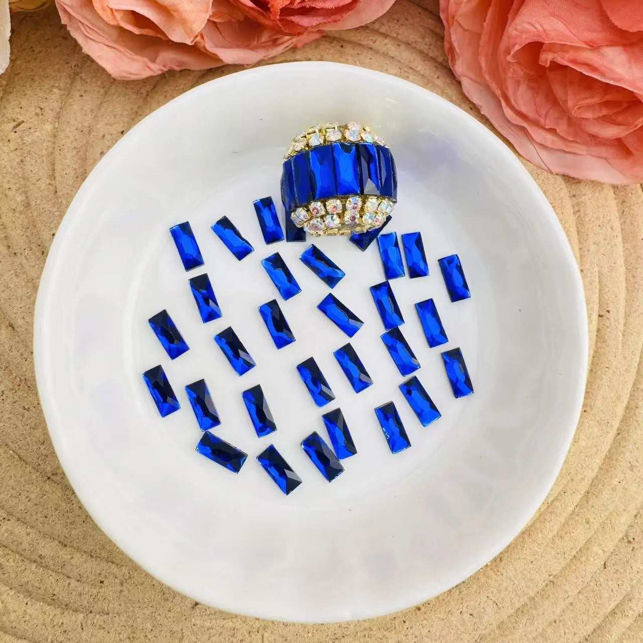 FS10613-3×7mm Clear Color Crystal Nail Charms With Silver Bottom Zoe DIY Wholesale