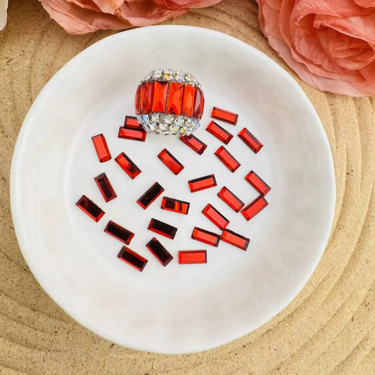 FS10613-3×7mm Clear Color Crystal Nail Charms With Silver Bottom Zoe DIY Wholesale