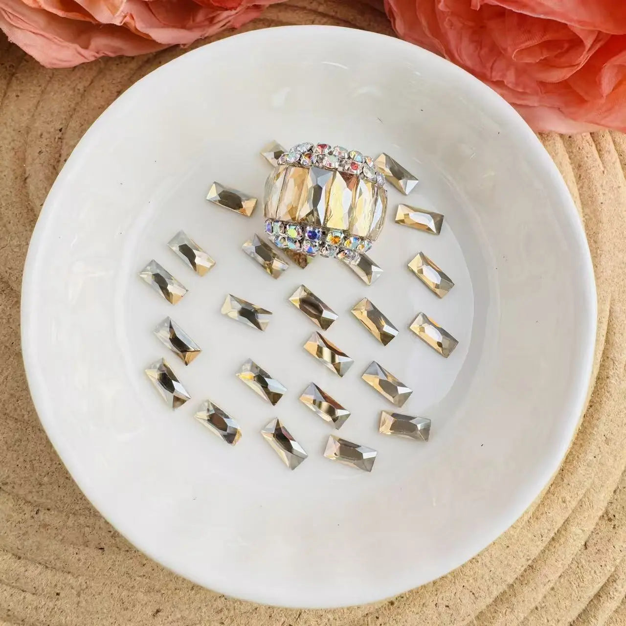 FS10613-3×7mm Clear Color Crystal Nail Charms With Silver Bottom Zoe DIY Wholesale