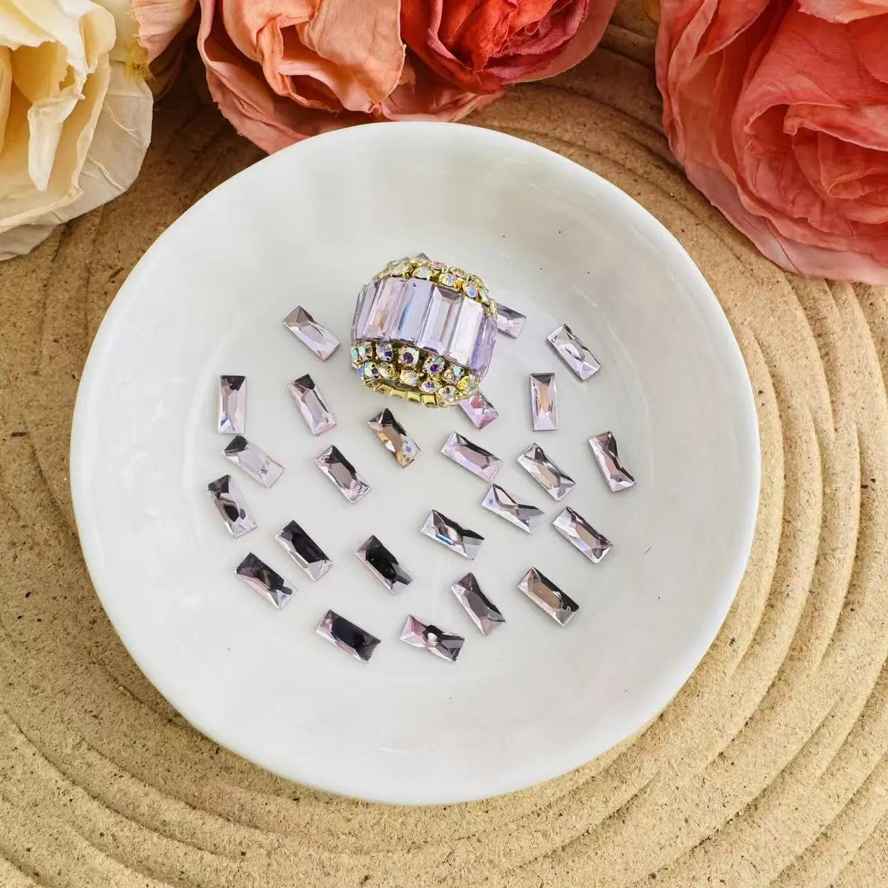 FS10613-3×7mm Clear Color Crystal Nail Charms With Silver Bottom Zoe DIY Wholesale