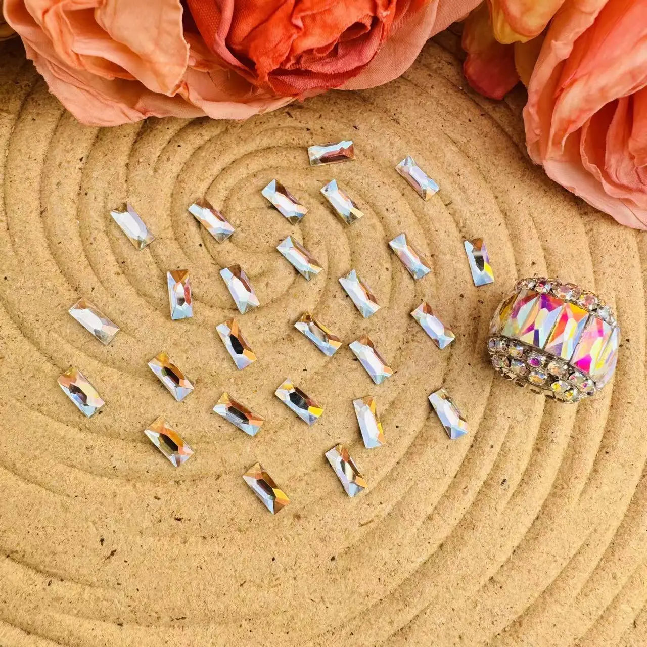 FS10613-3×7mm Clear Color Crystal Nail Charms With Silver Bottom Zoe DIY Wholesale