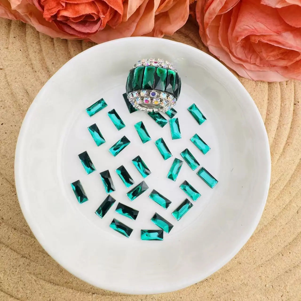 FS10613-3×7mm Clear Color Crystal Nail Charms With Silver Bottom Zoe DIY Wholesale