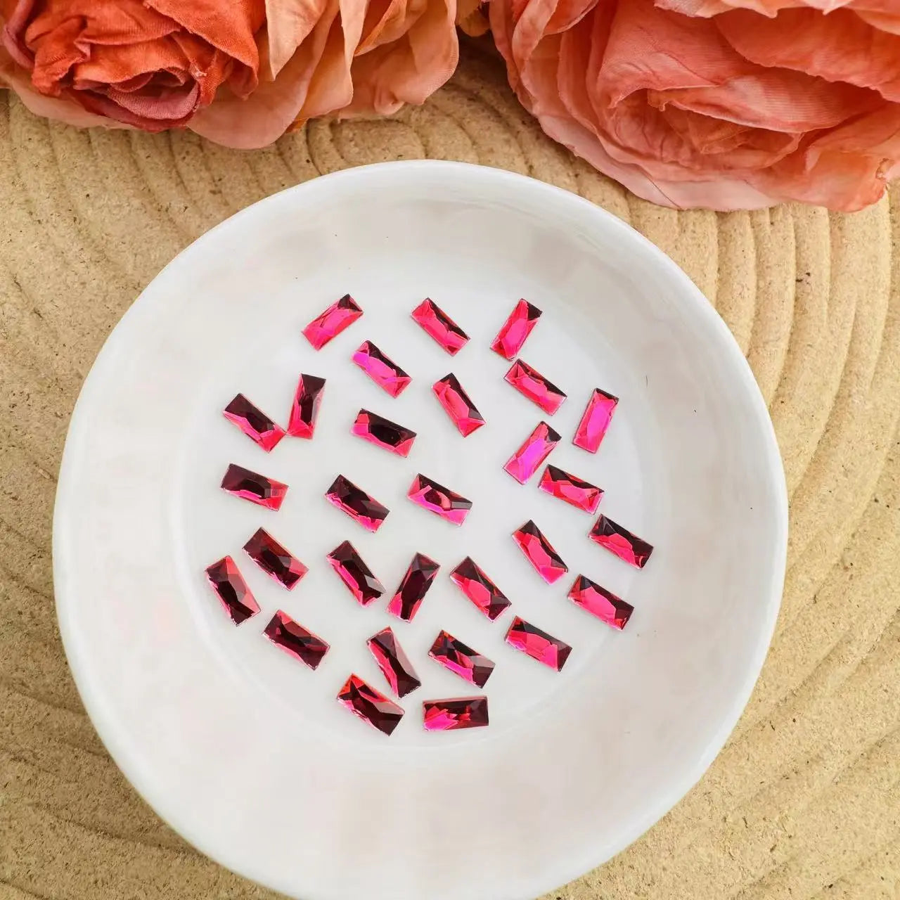 FS10613-3×7mm Clear Color Crystal Nail Charms With Silver Bottom Zoe DIY Wholesale